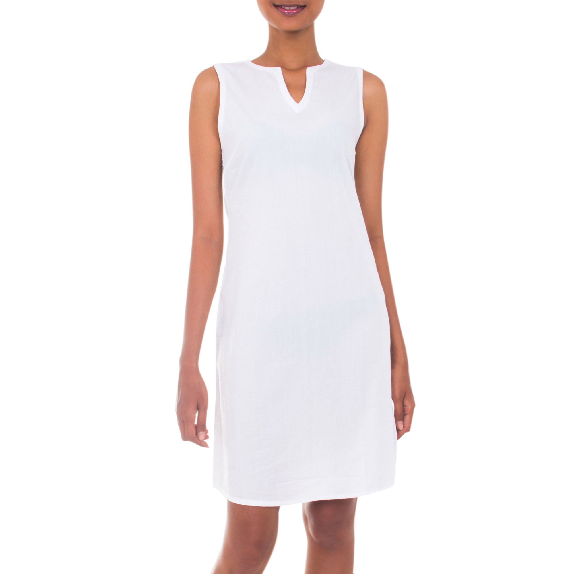 white cotton shift dress