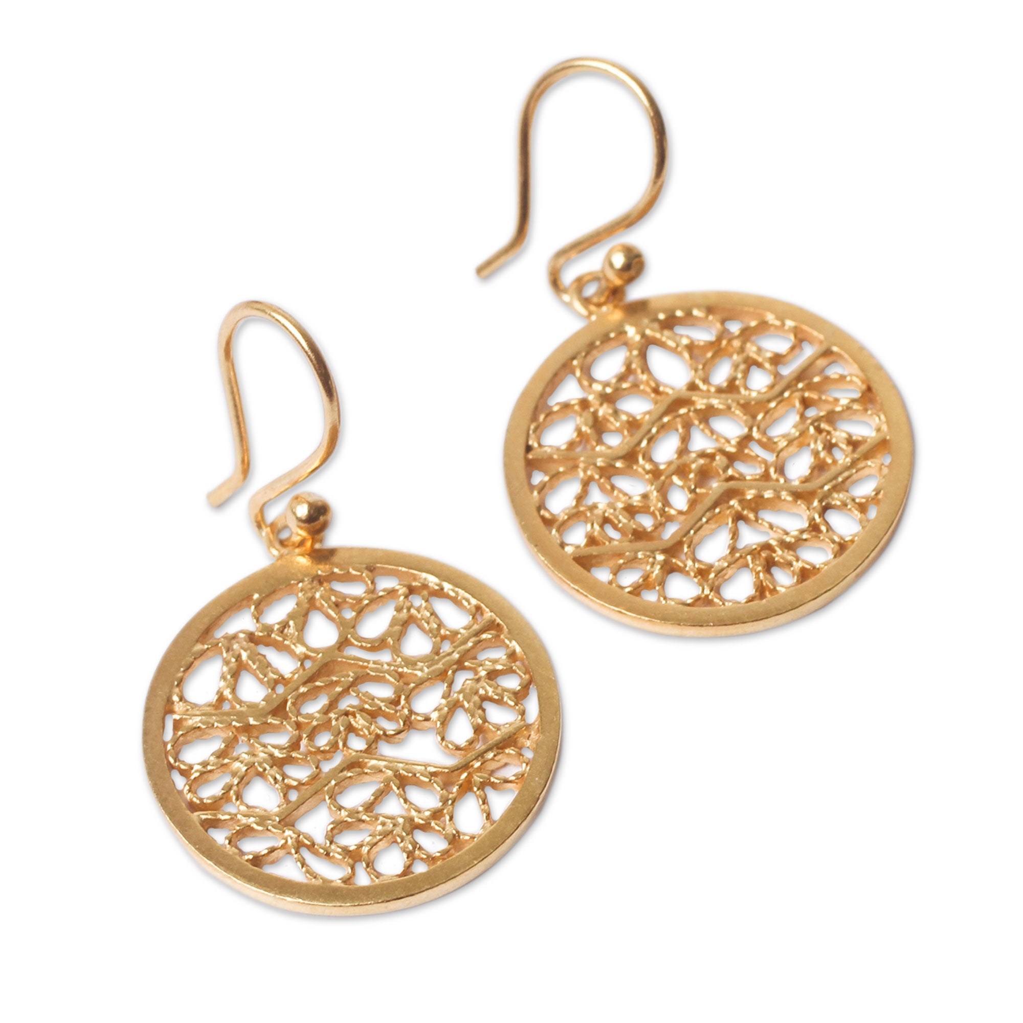 NOVICA Natural Energy Gold-Plated Silver Dangle Earrings | GreaterGood