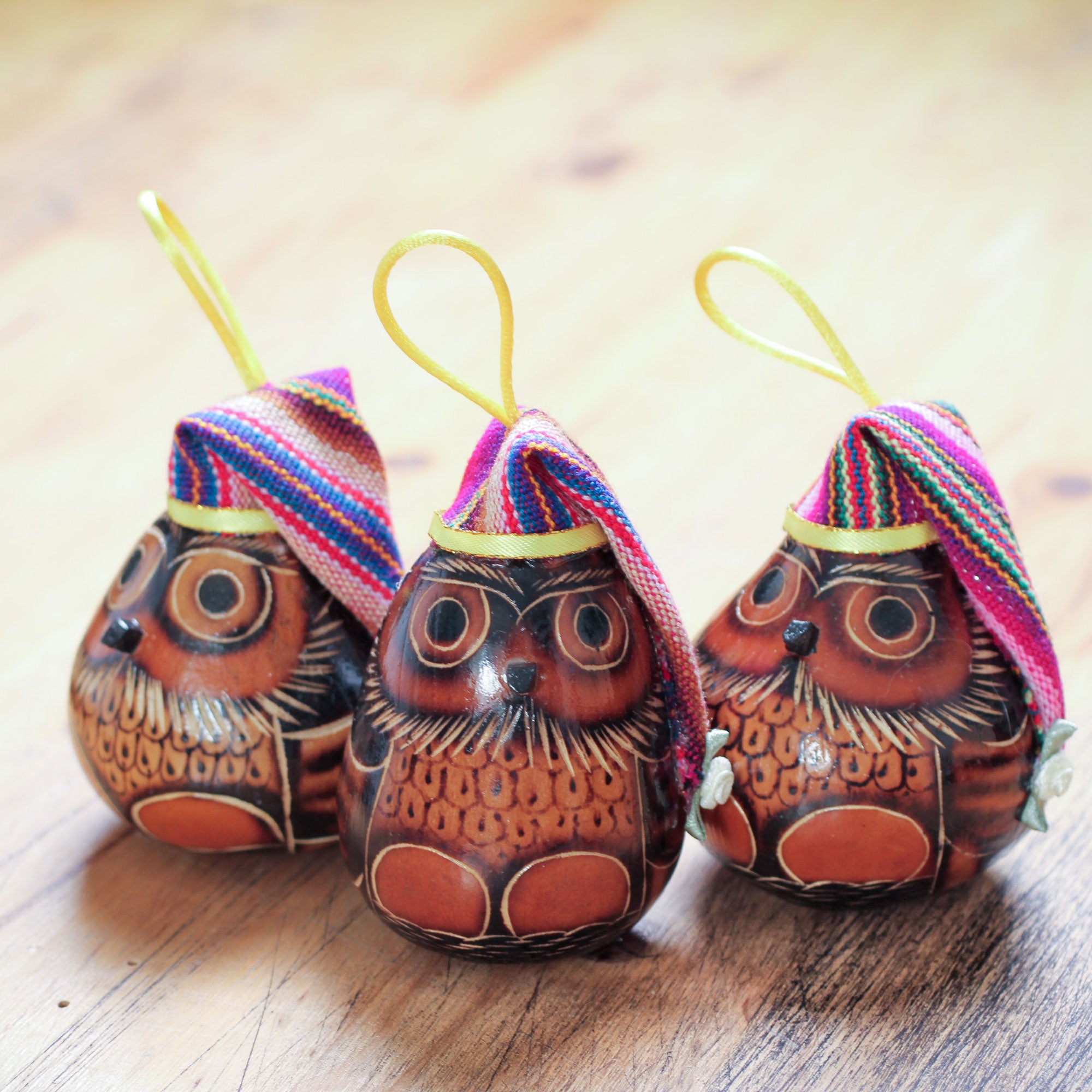 NOVICA Holiday Owl Ornaments