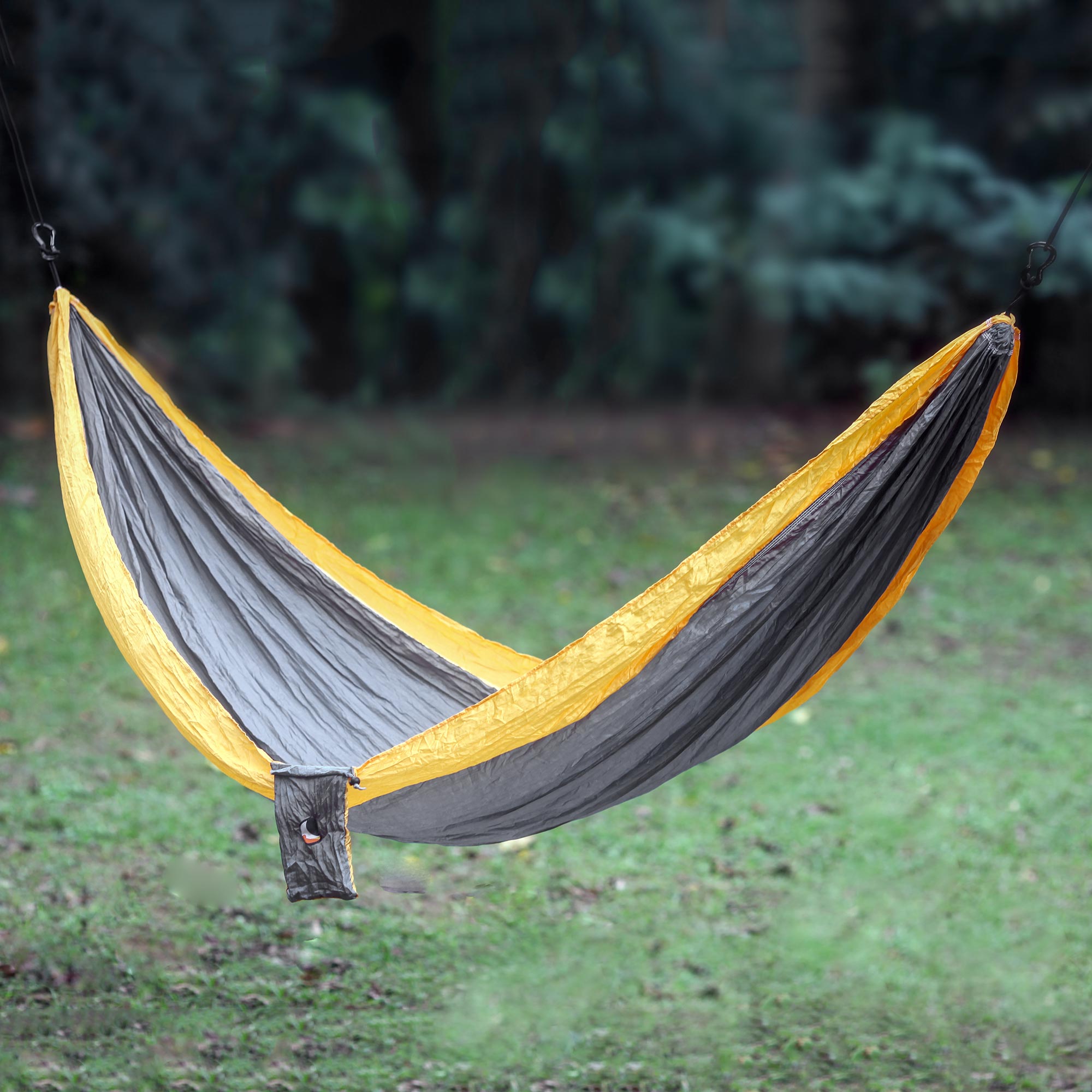 NOVICA Morning Dreams Grey Yellow Portable Parachute Fabric Hammock (Double)