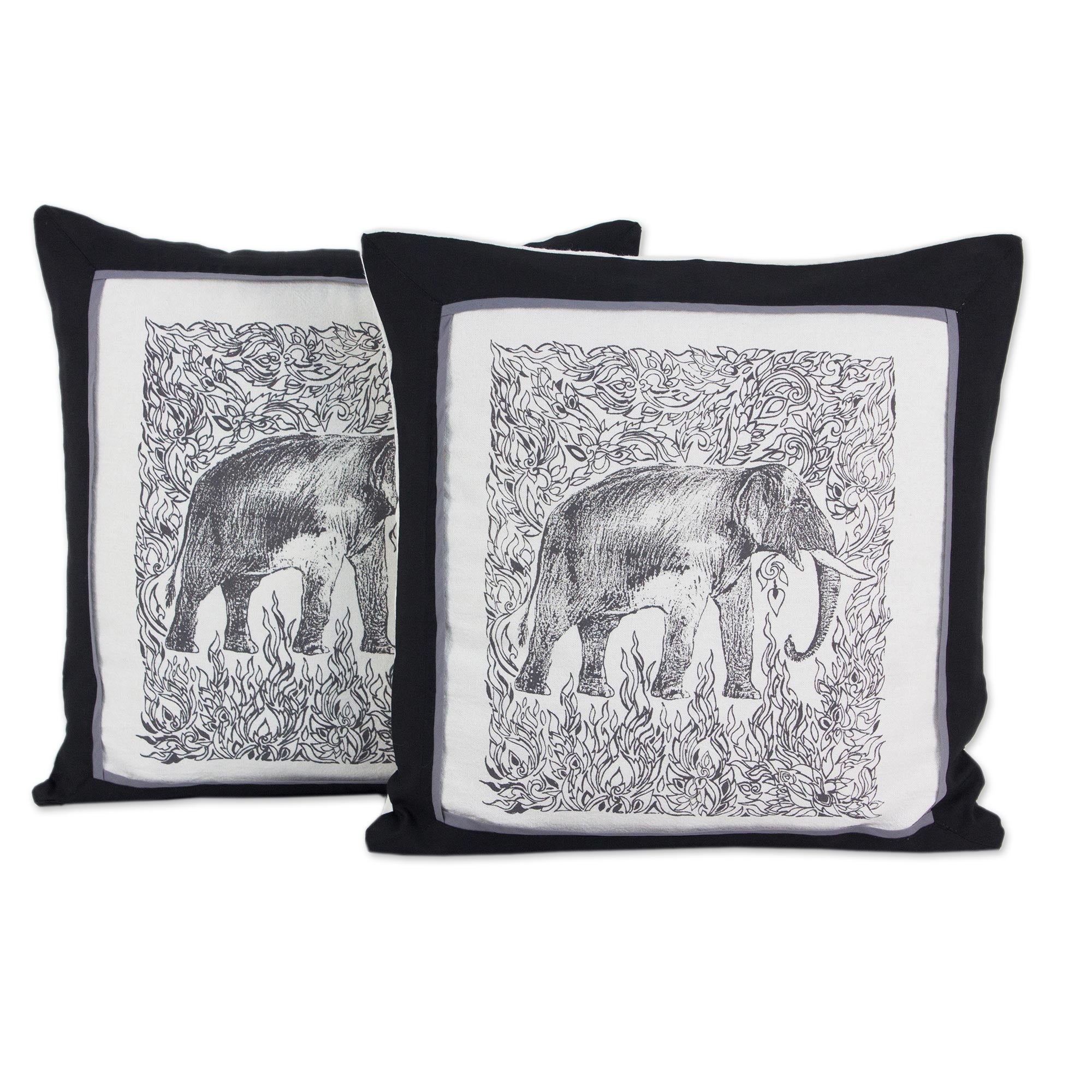 NOVICA Novica Handmade Elephant Cushion Cover