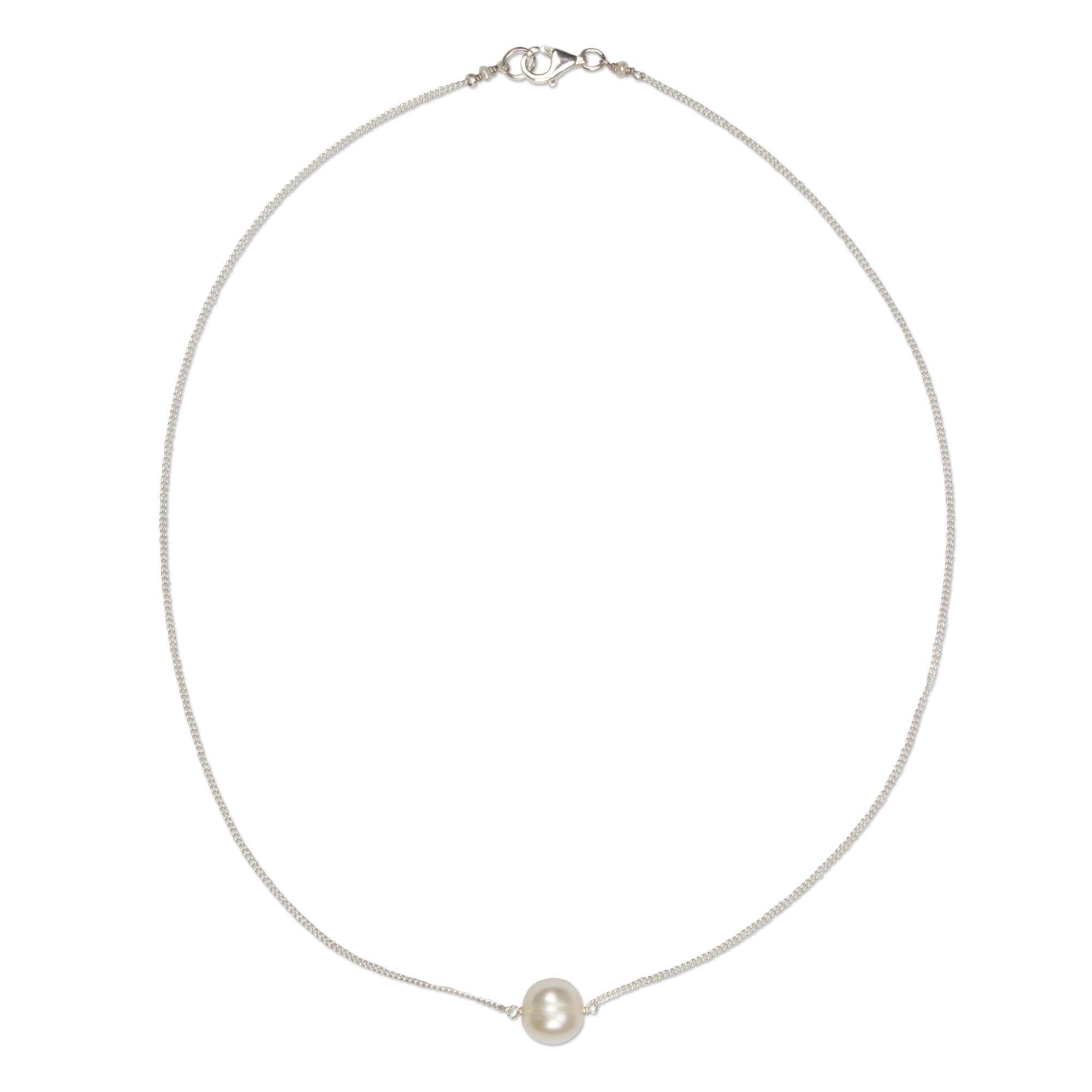 NOVICA Floating Pearl Sterling Silver Necklace | GreaterGood