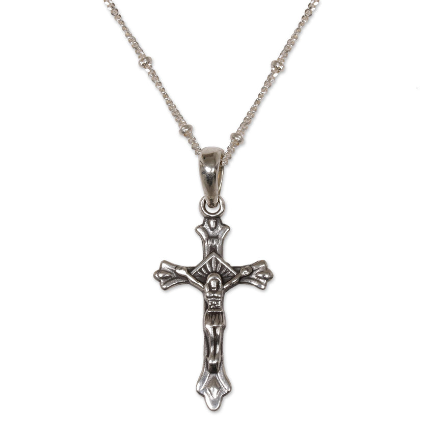 NOVICA Accompanied by Christ Silver Chain Necklace | GreaterGood