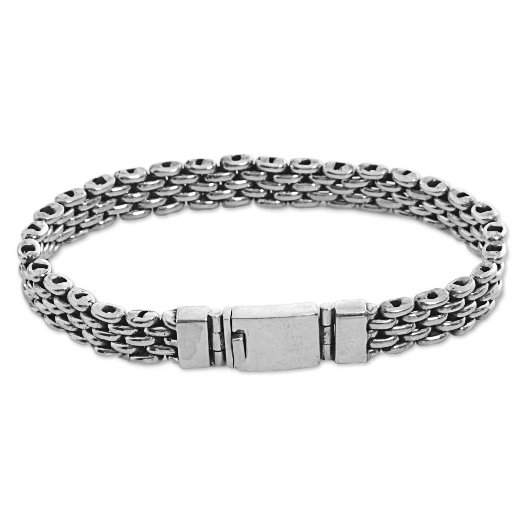 NOVICA Sterling Solidarity Silver Wristband Bracelet | GreaterGood