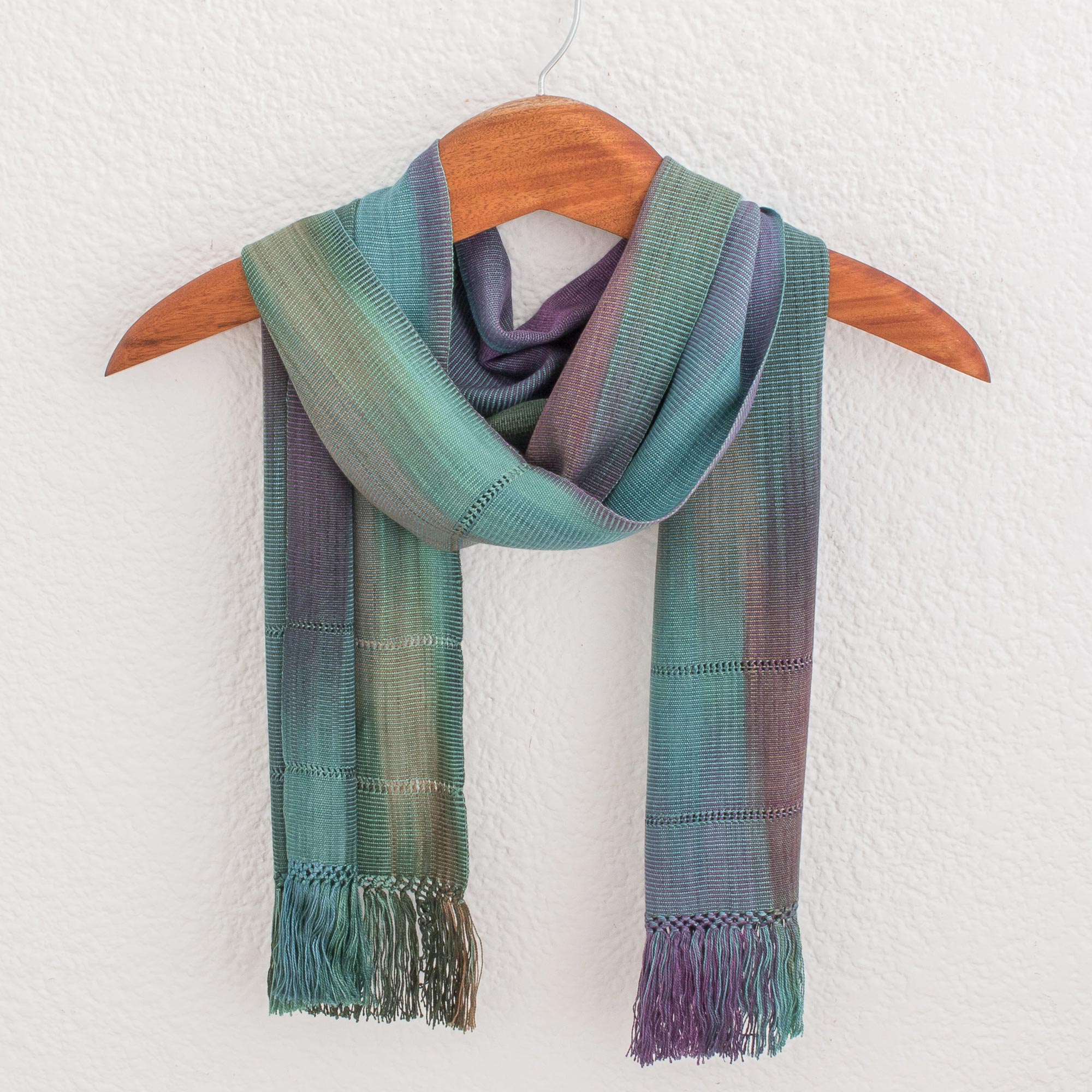 NOVICA Smooth Breeze Handwoven 100% Rayon Wrap Scarf From Guatemala