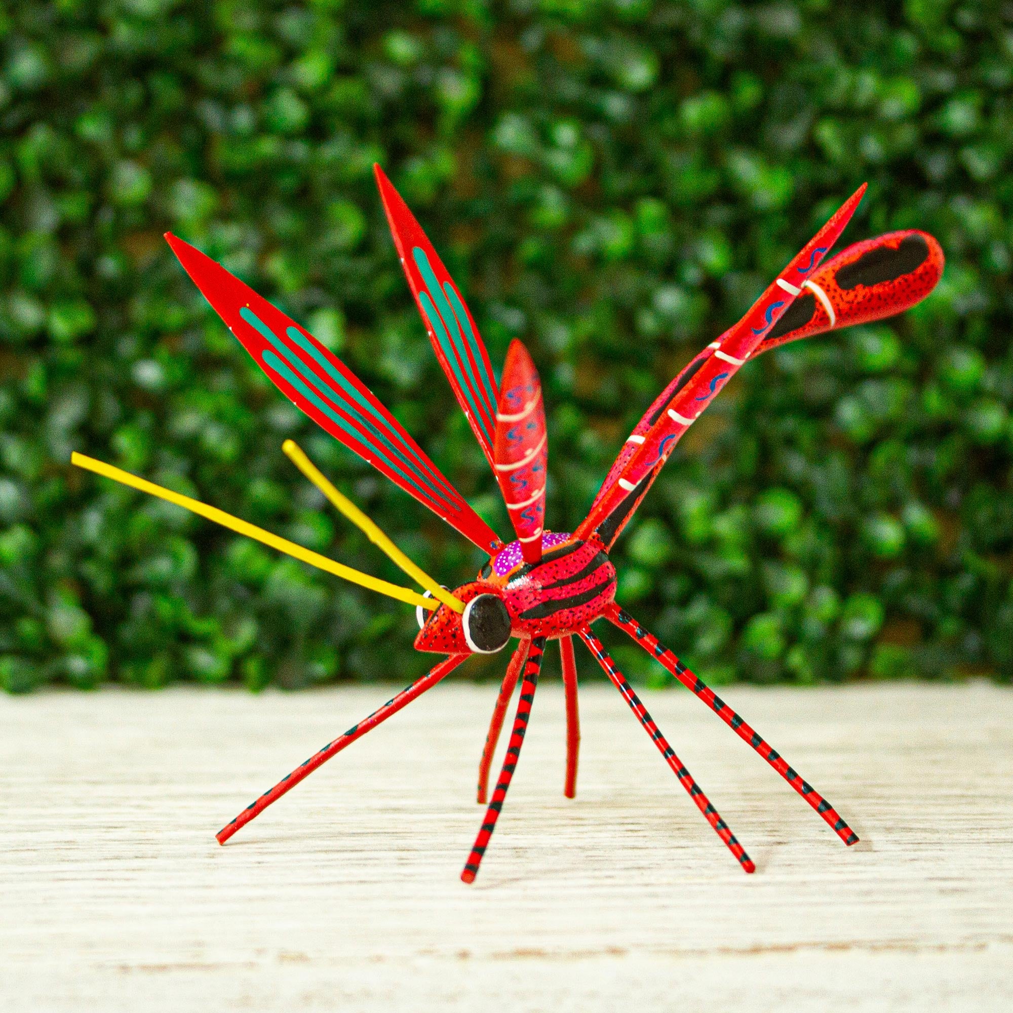 NOVICA Red Dragonfly Handmade Dragonfly Alebrije Figurine In Red From Oaxaca