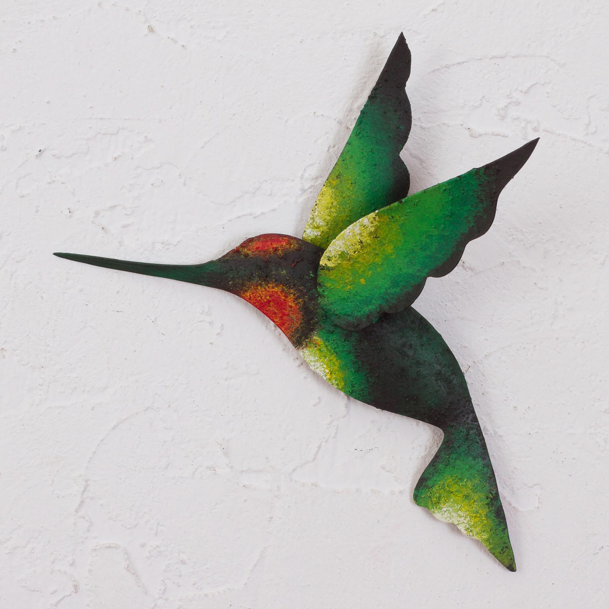 Delightful Green Hummingbird Green Hummingbird Artisan Handcrafted Steel Wall Sculpture