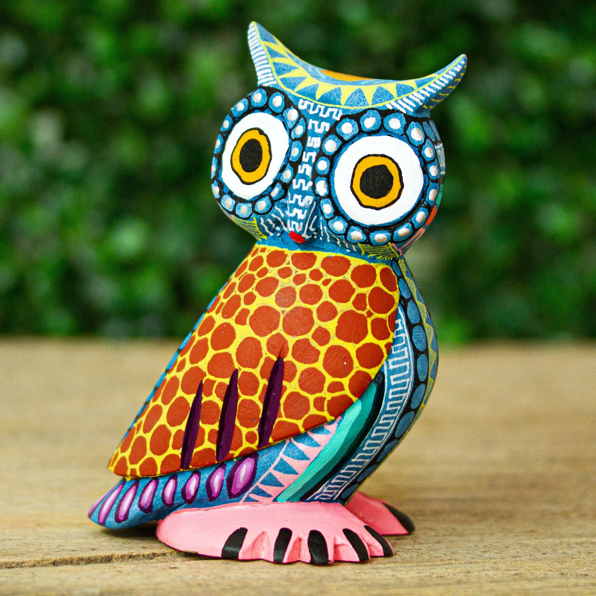 NOVICA Owl Delight Handcrafted Copal Wood Alebrije Owl Figurine From Mexico
