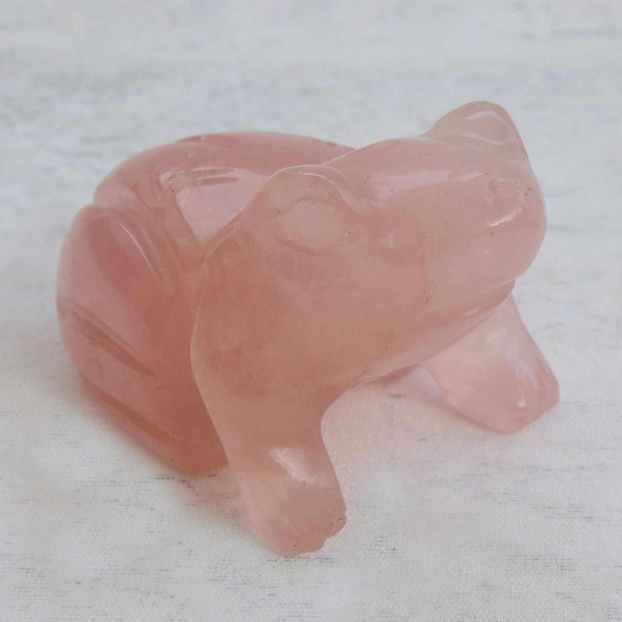 NOVICA Pink Gemstone Frog Hand-Carved Pink Quartz Frog Figurine From Brazil