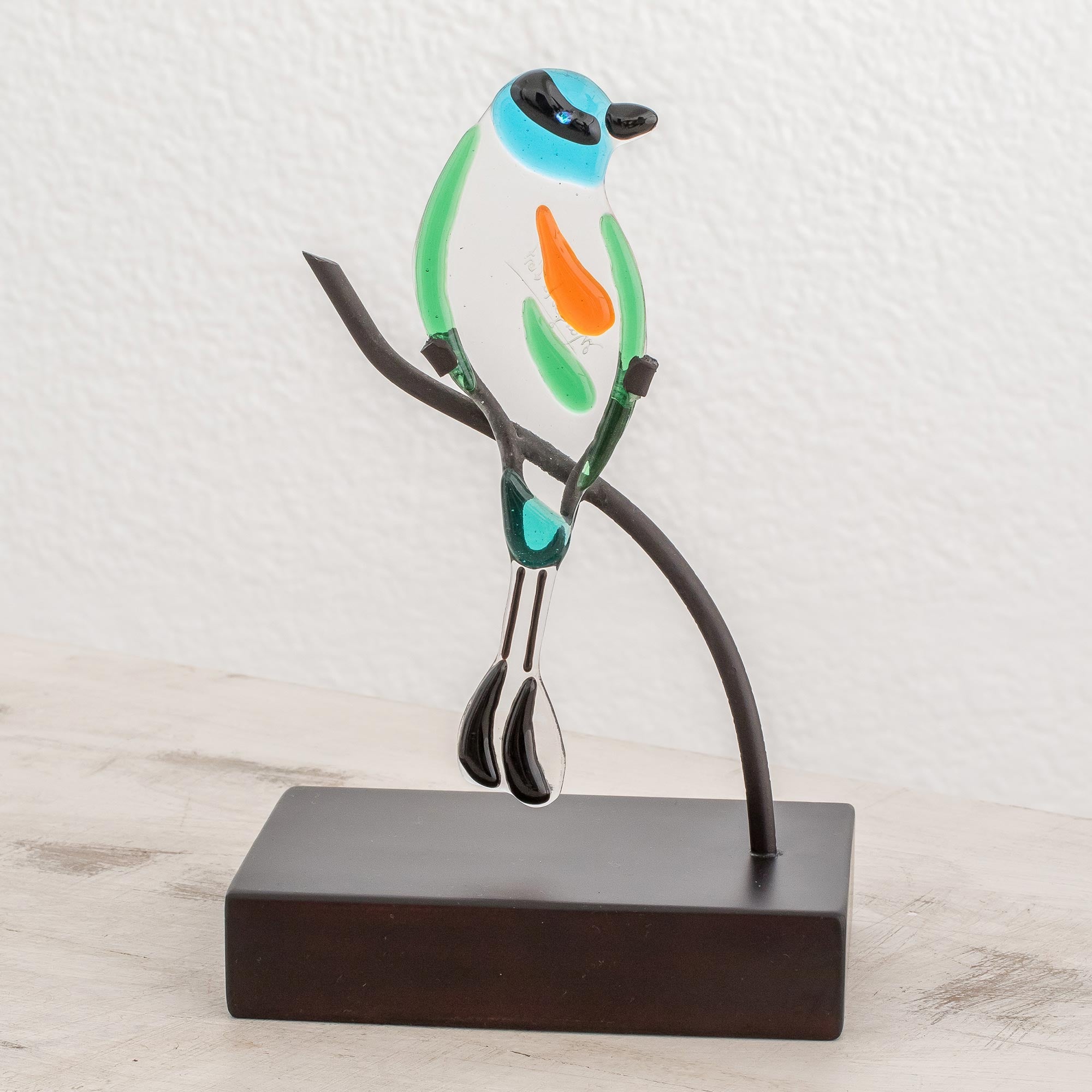NOVICA Motmot Art Glass Sculpture Of A Motmot Bird From El Salvador