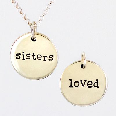 Sisters Loved Double Sided Sterling Necklace - With Snake Chain