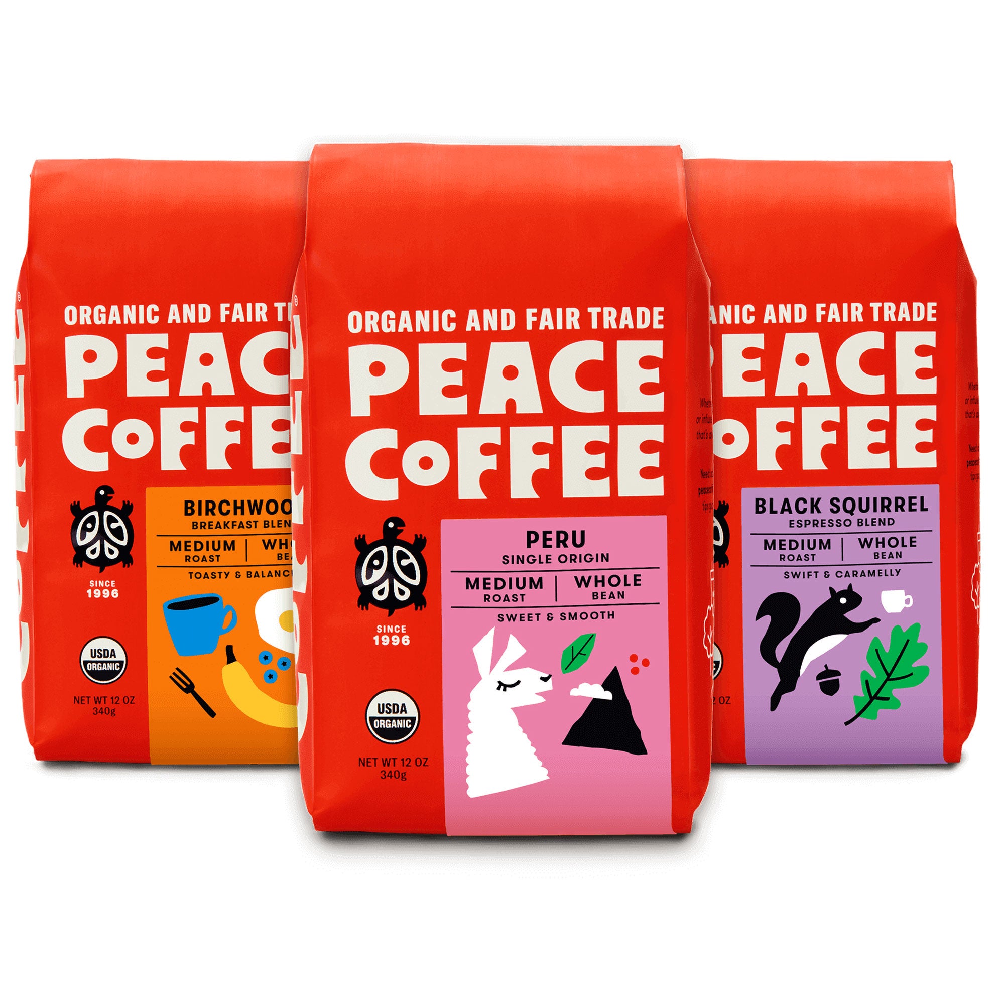Peace Coffee Happy Medium Coffee Bundle - Whole Bean