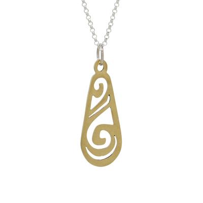 Water Ha Brass Necklace - With Silver Plated Chain