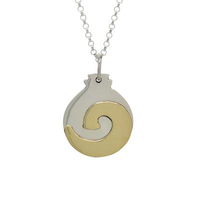 Cloud Muyal Sterling & Brass Necklace - With Sterling Cable Chain