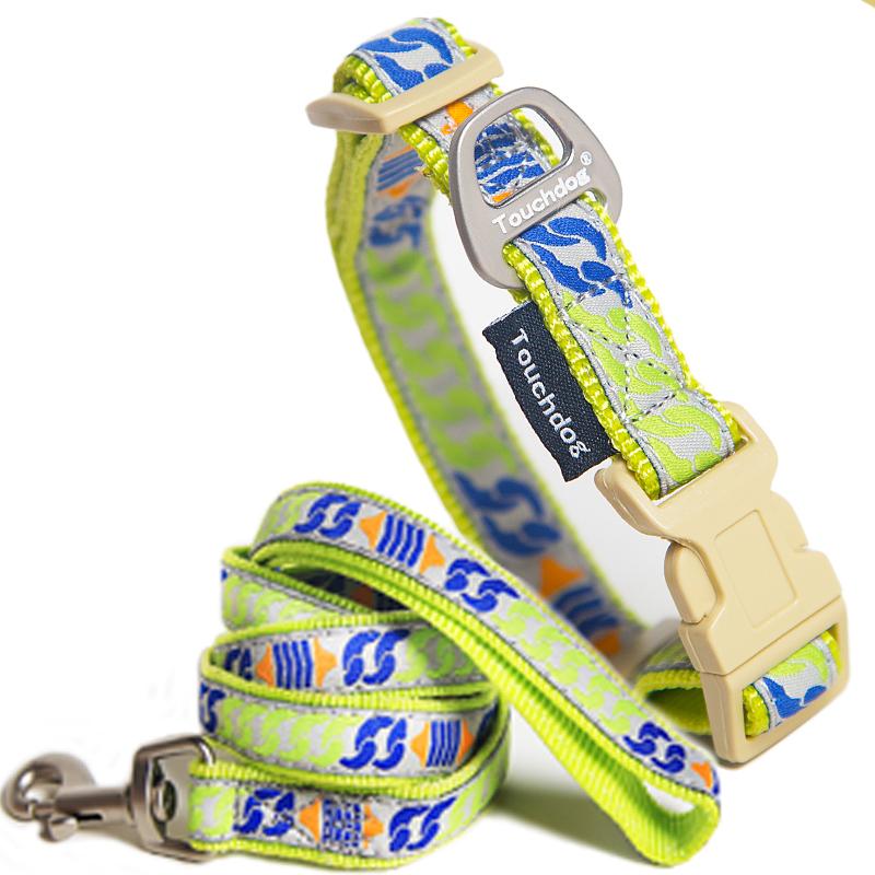 Touchdog® Chain Printed Collar & Leash - Small - Yellow