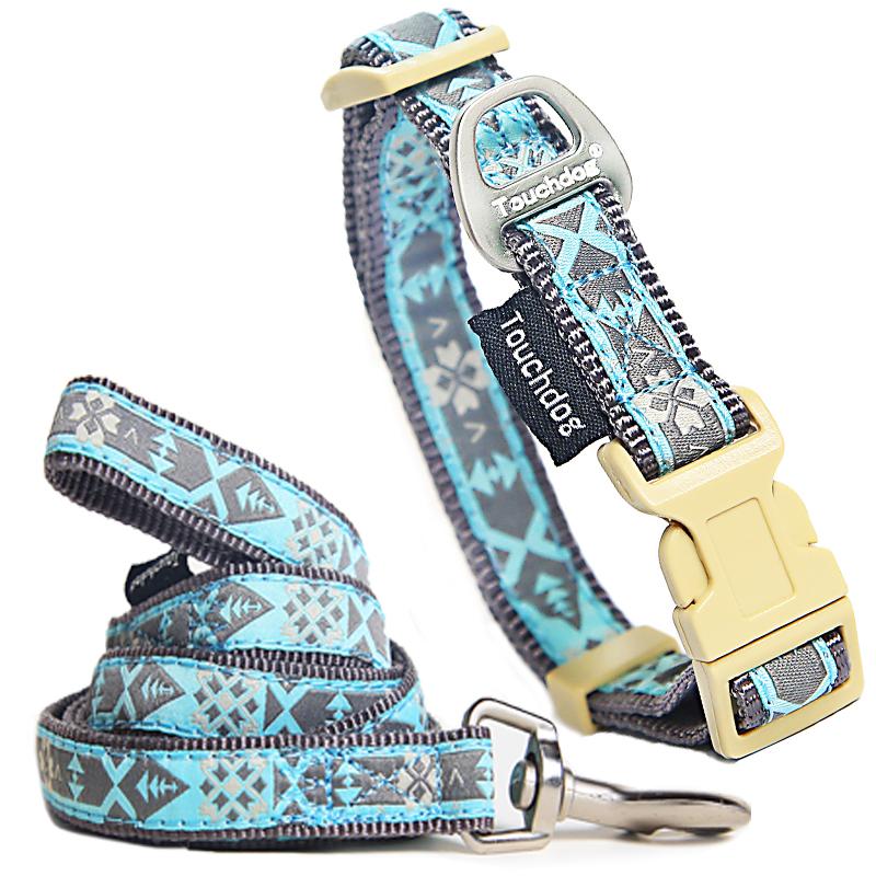 Touchdog® Shape Embroidered Collar & Leash - Small - Blue