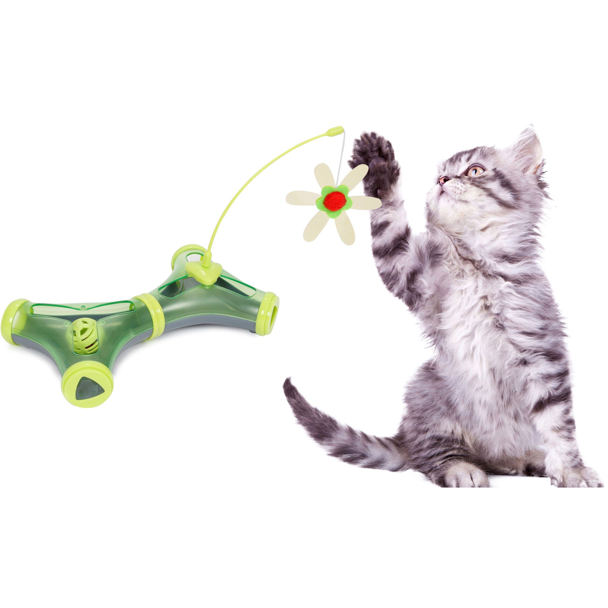 Pet Life Kitty-Tease Training Cat Toy - Green