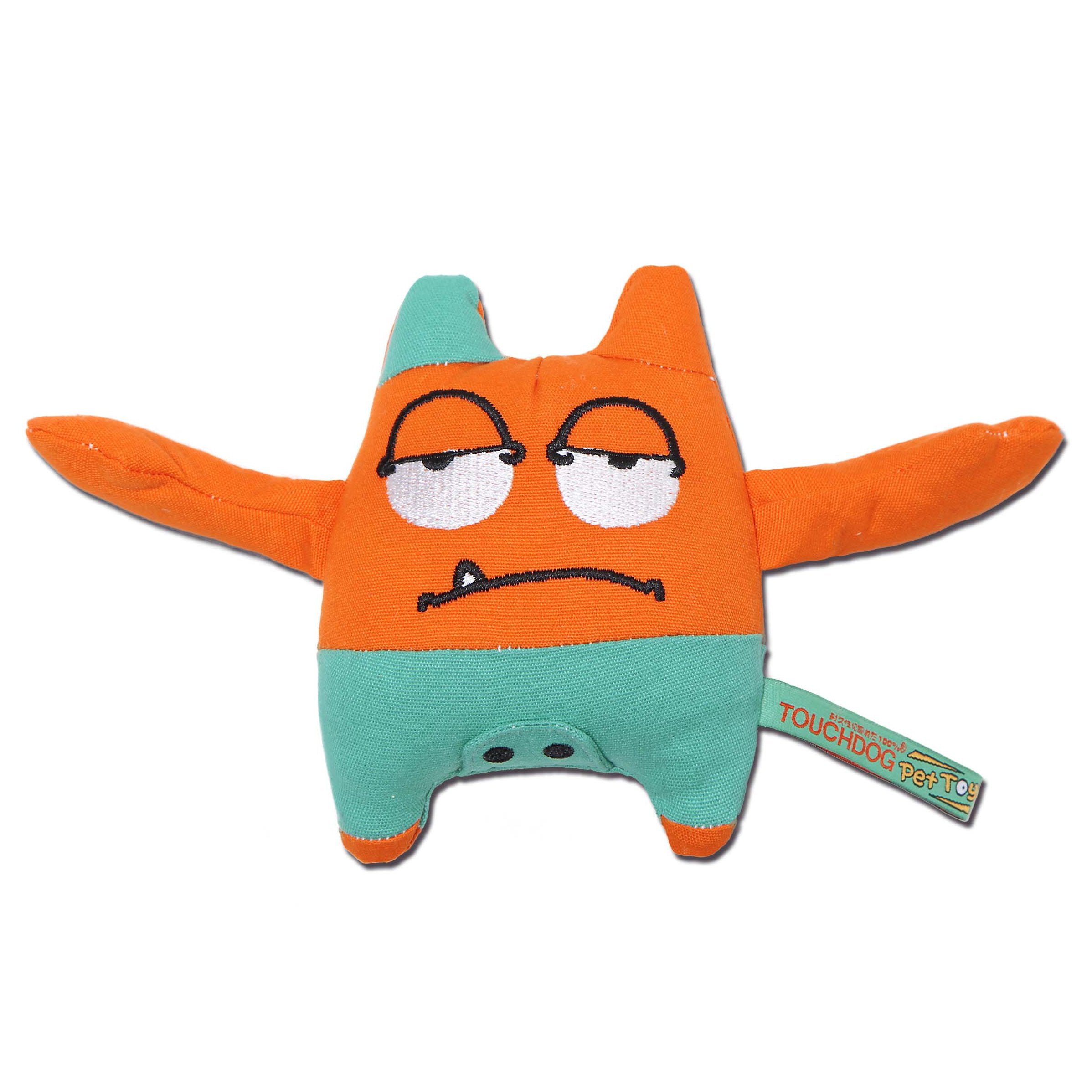 Touchdog Cartoon Sleepy Monster Plush Dog Toy - Orange