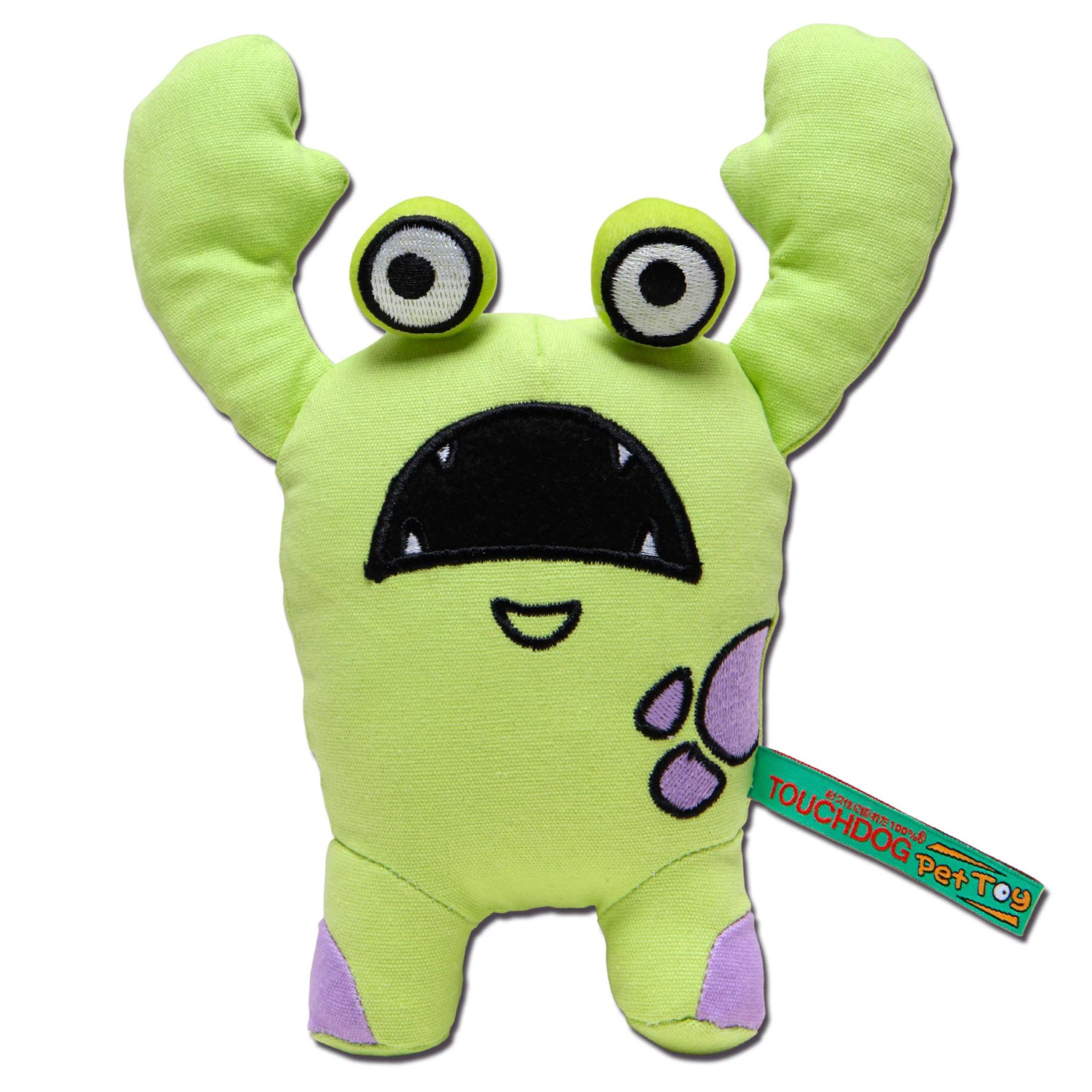 Touchdog Cartoon Up-for-Crabs Plush Dog Toy - Green