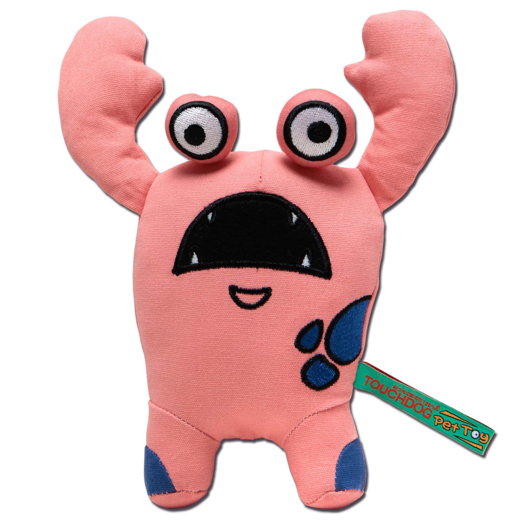 Touchdog Cartoon Up-for-Crabs Plush Dog Toy - Pink