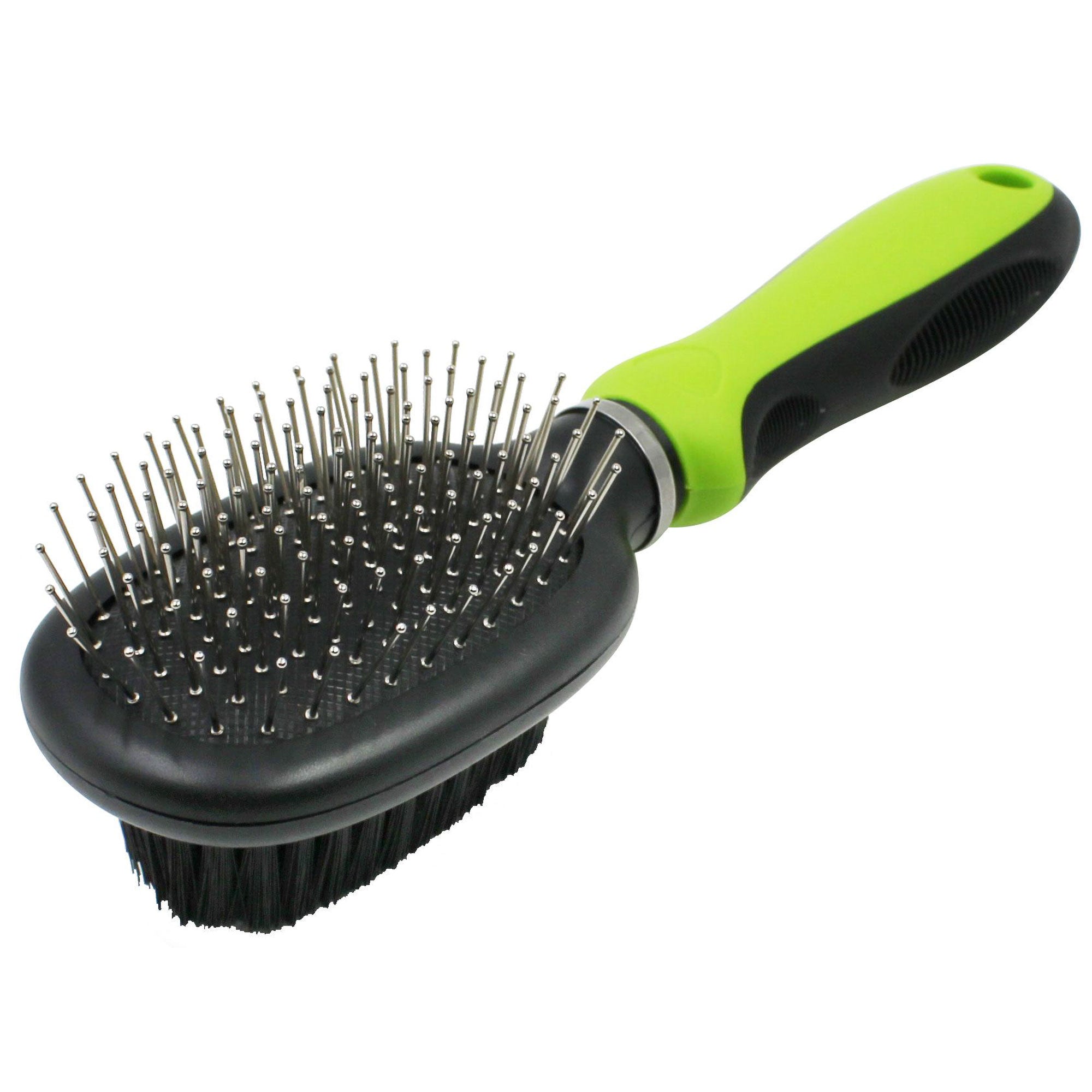 Pet Life® Flex Series Pin & Bristle Brush - Green