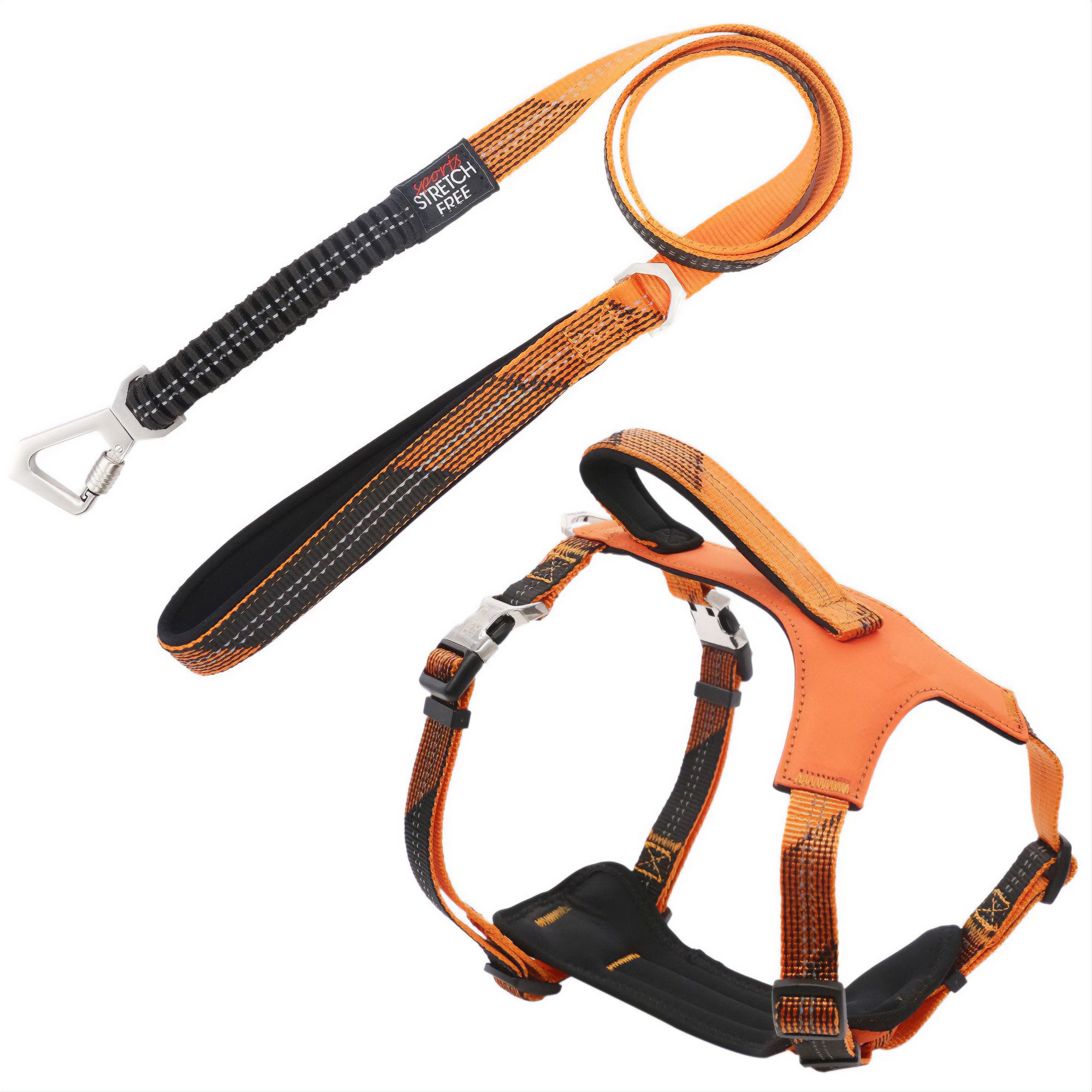 Pet Life® Geo-prene Leash & Harness - Orange - Medium
