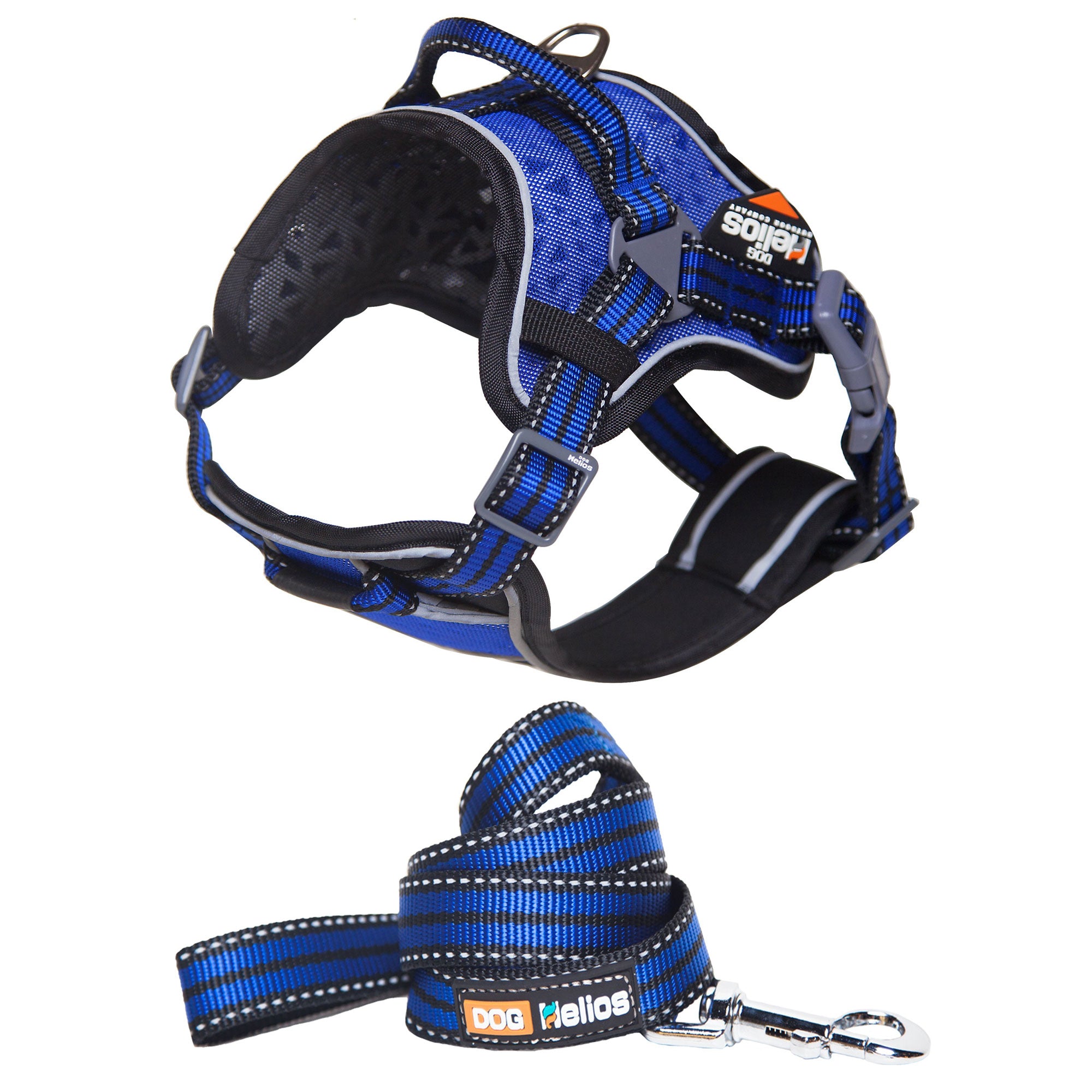 Dog Helios® Compression Harness & Leash Combo - Blue - Medium