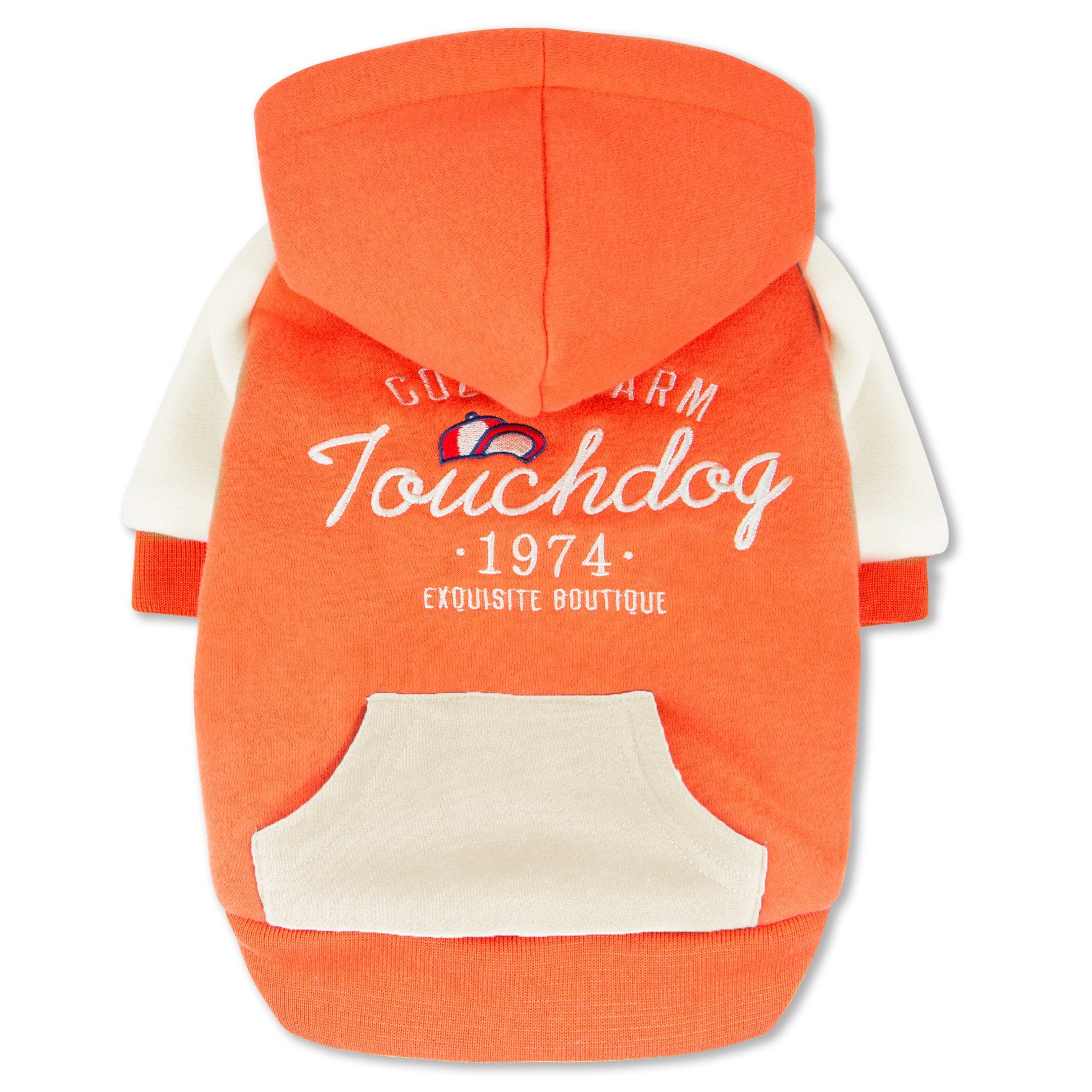 Touchdog Heritage Soft-Cotton Dog Hoodie - Orange - Large