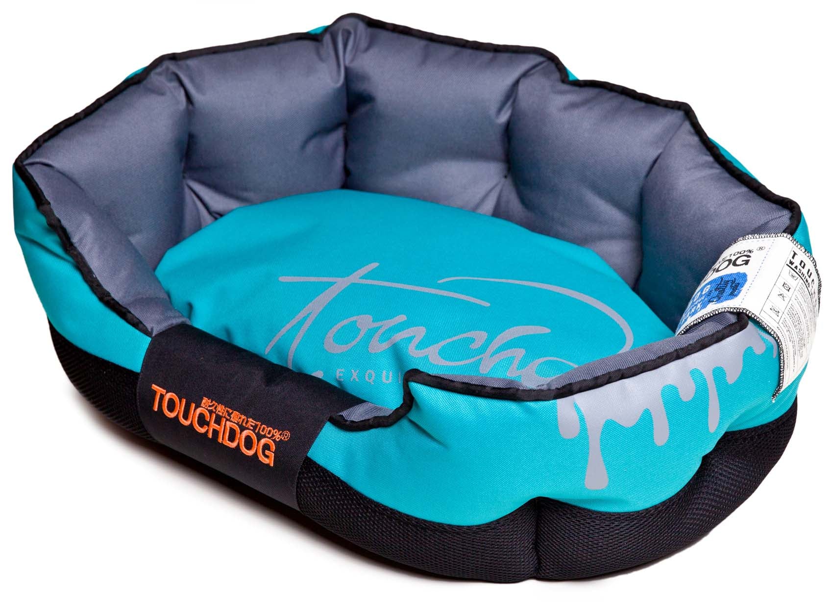 Touchdog® Performance-Max Cushioned Dog Bed - Blue/Black - Medium