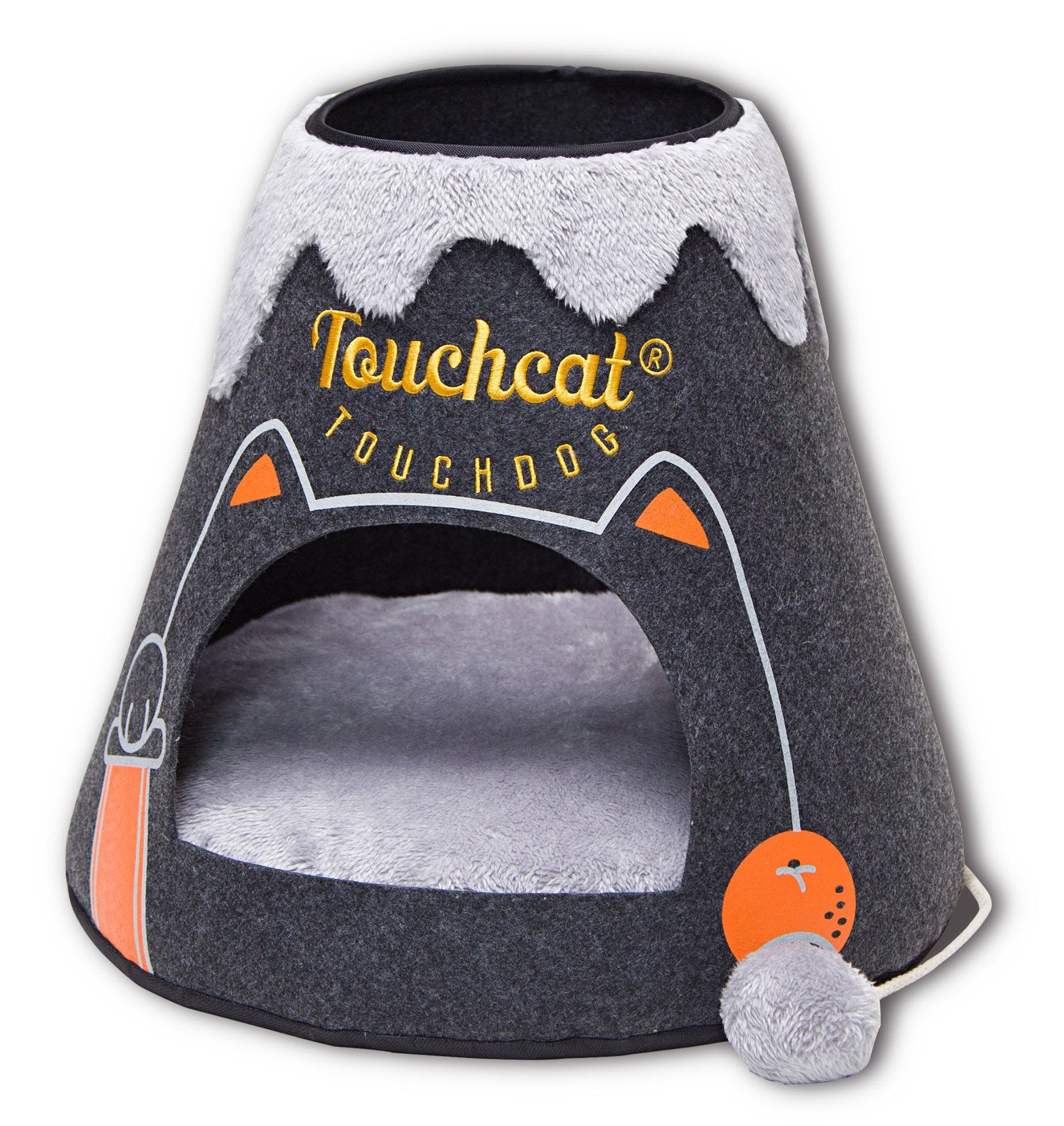 Touchcat Molten Lava Cat Bed House With Toy - Black/White