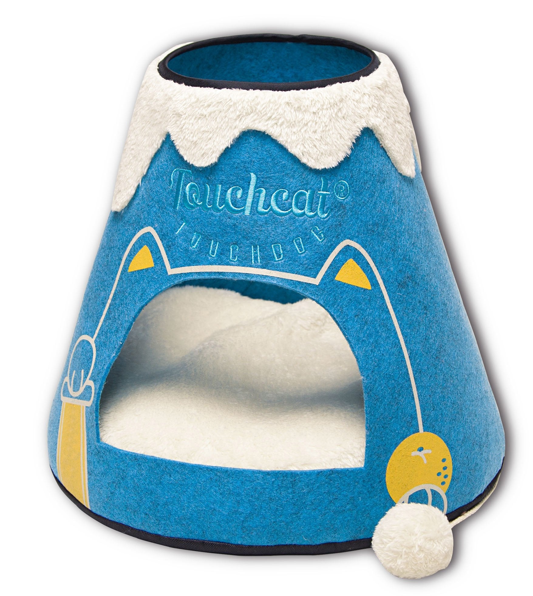 Touchcat Molten Lava Cat Bed House With Toy - Blue/White