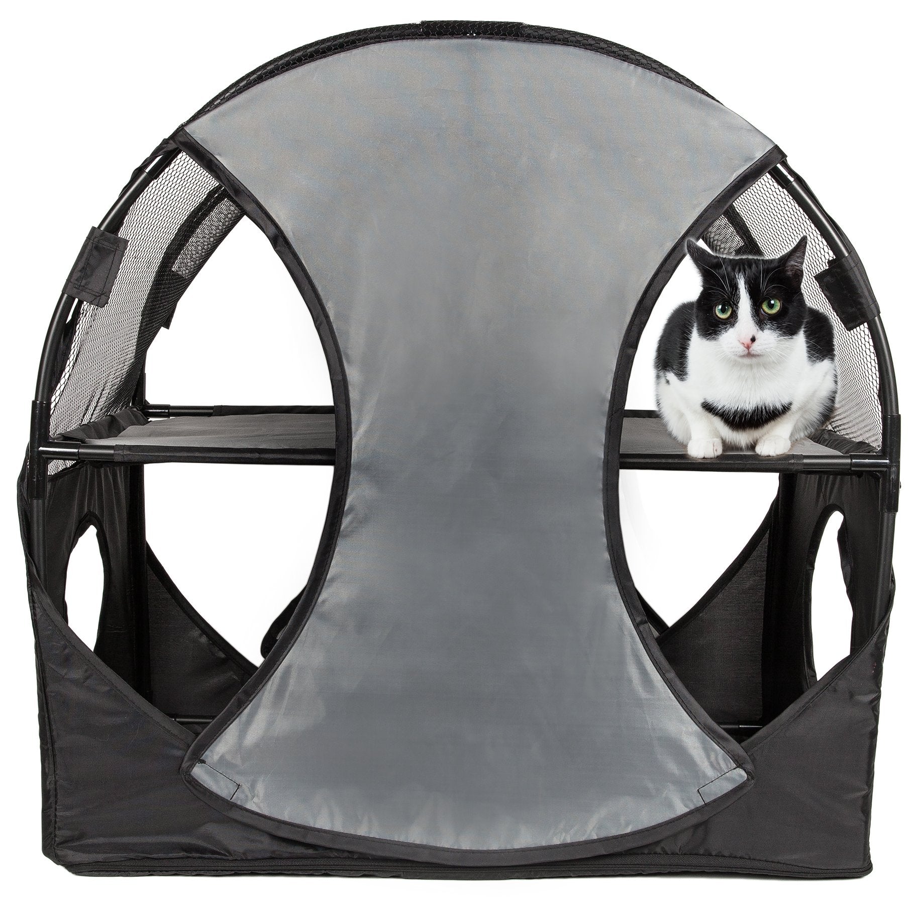 Pet Life Kitty-Play Travel Cat House - Gray
