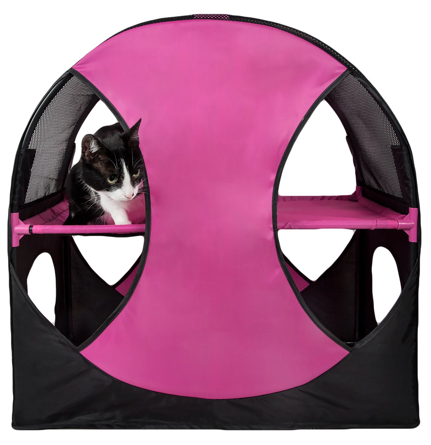 Pet Life Kitty-Play Travel Cat House - Pink