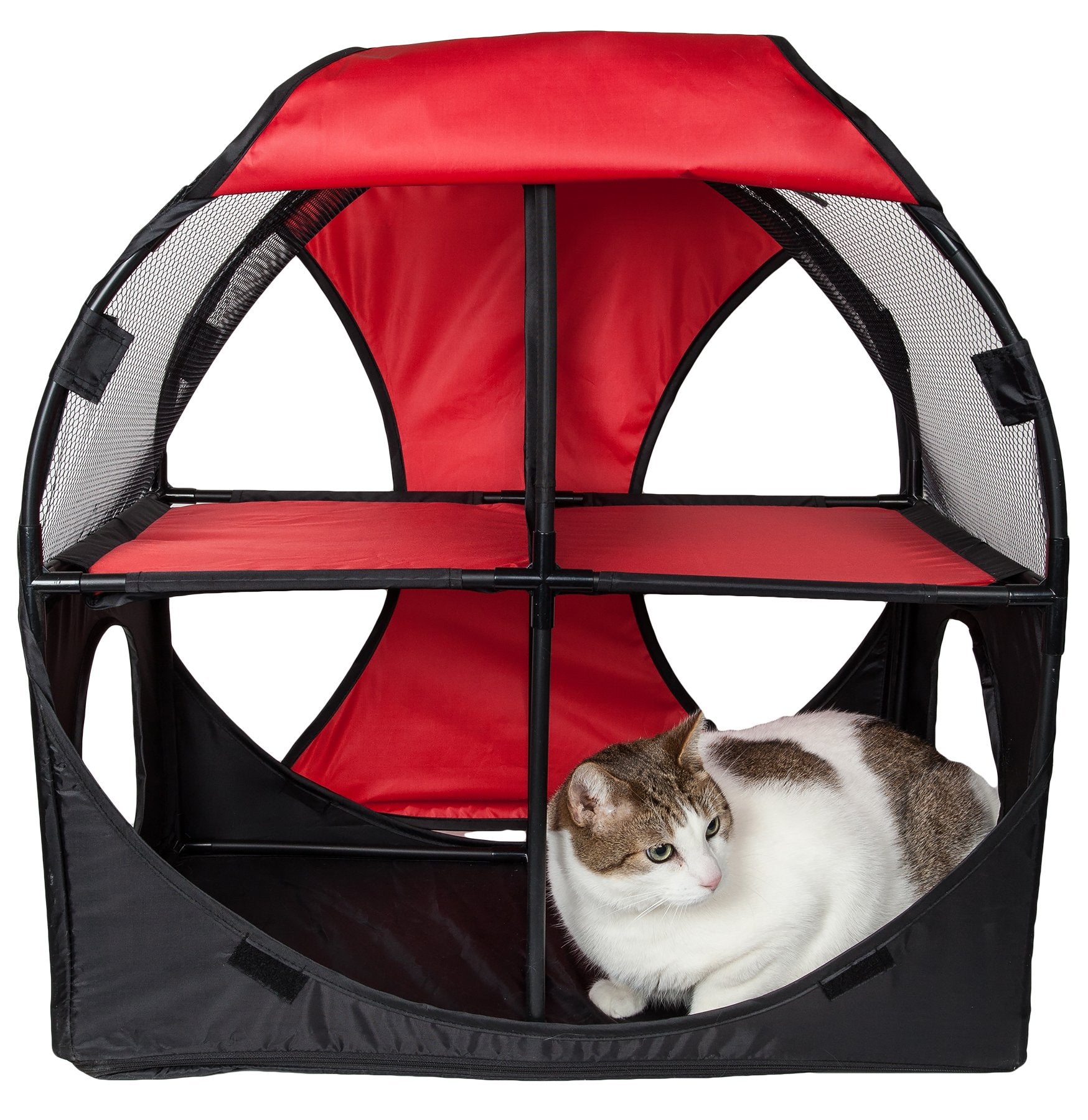 Pet Life Kitty-Play Travel Cat House - Red