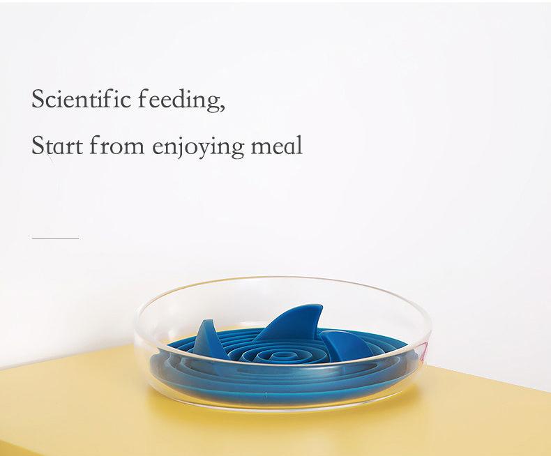 Pet Life® Cirlicue Shark Fin Slow Feeding Pet Bowl - Blue