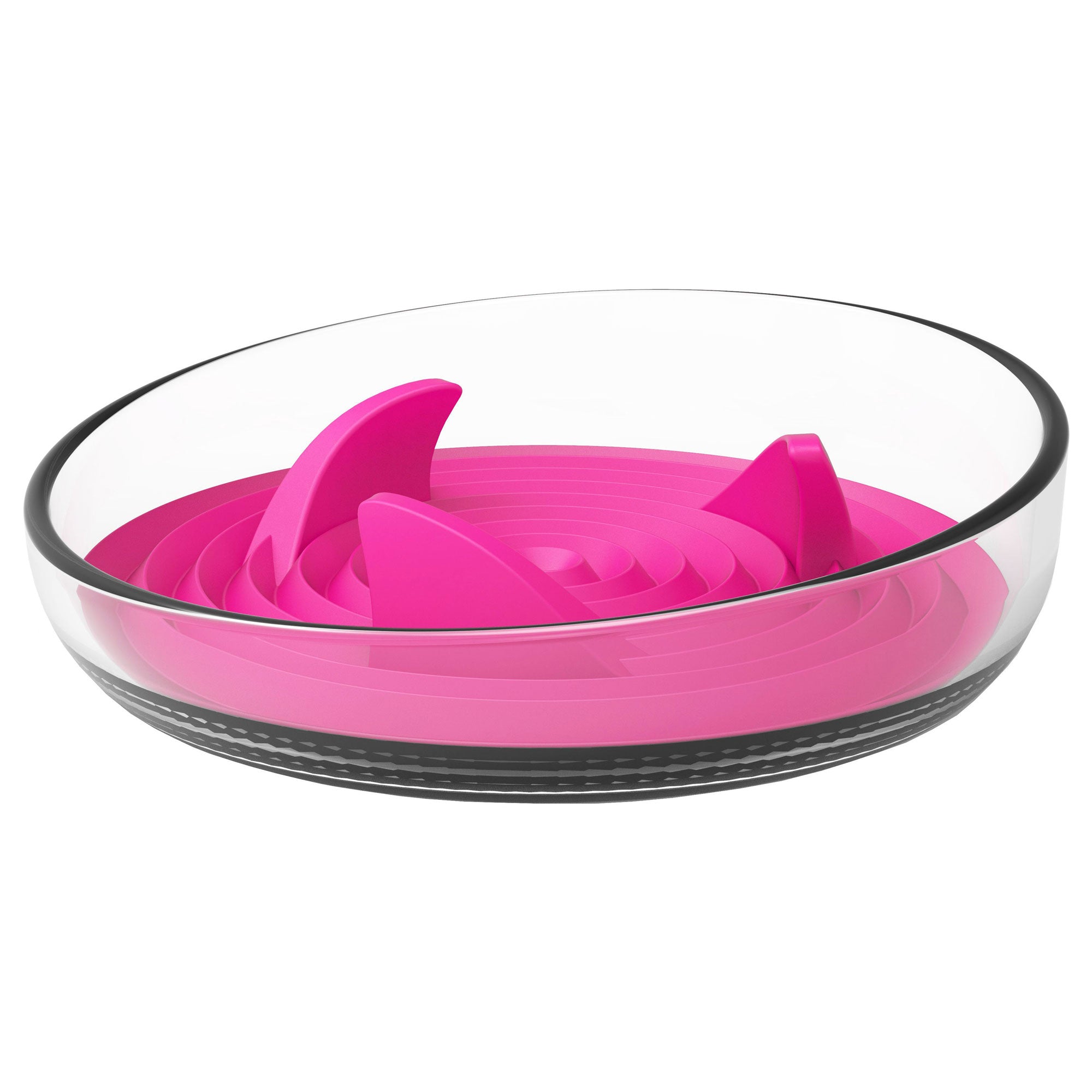 Pet Life® Cirlicue Shark Fin Slow Feeding Pet Bowl - Pink