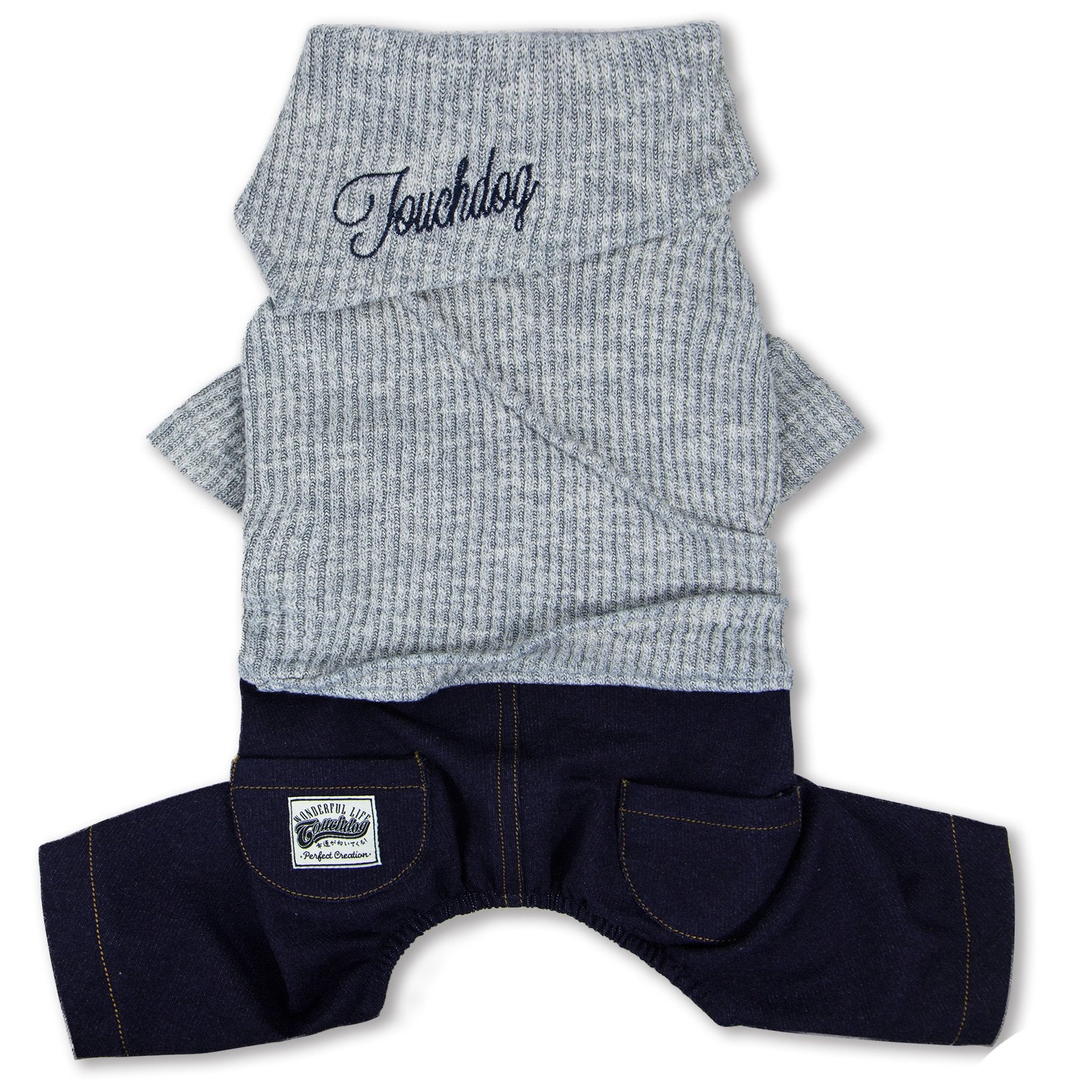 Touchdog Vogue Sweater & Denim Pant Outfit - Small - Peach