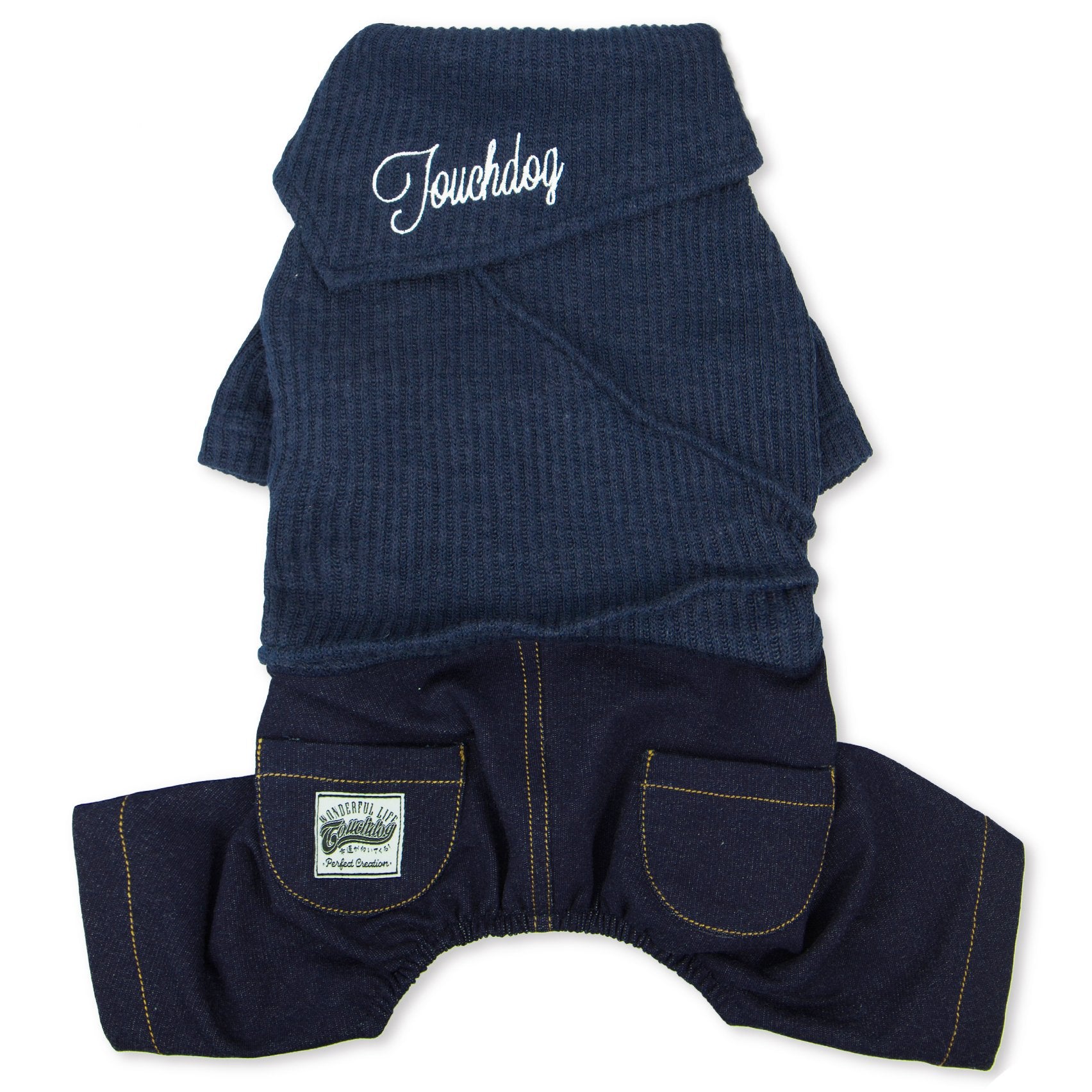 Touchdog Vogue Sweater & Denim Pant Outfit - Large - Navy