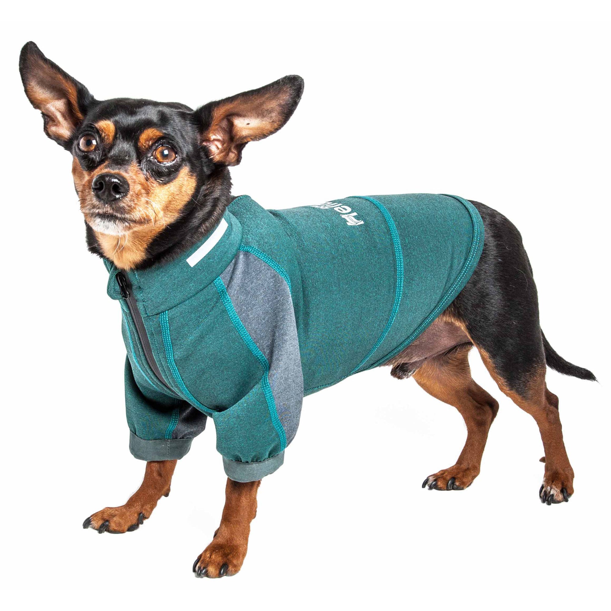 Dog Helios® Eboneflow Dog Yoga T-Shirt - Forest Green / Grey - X-small