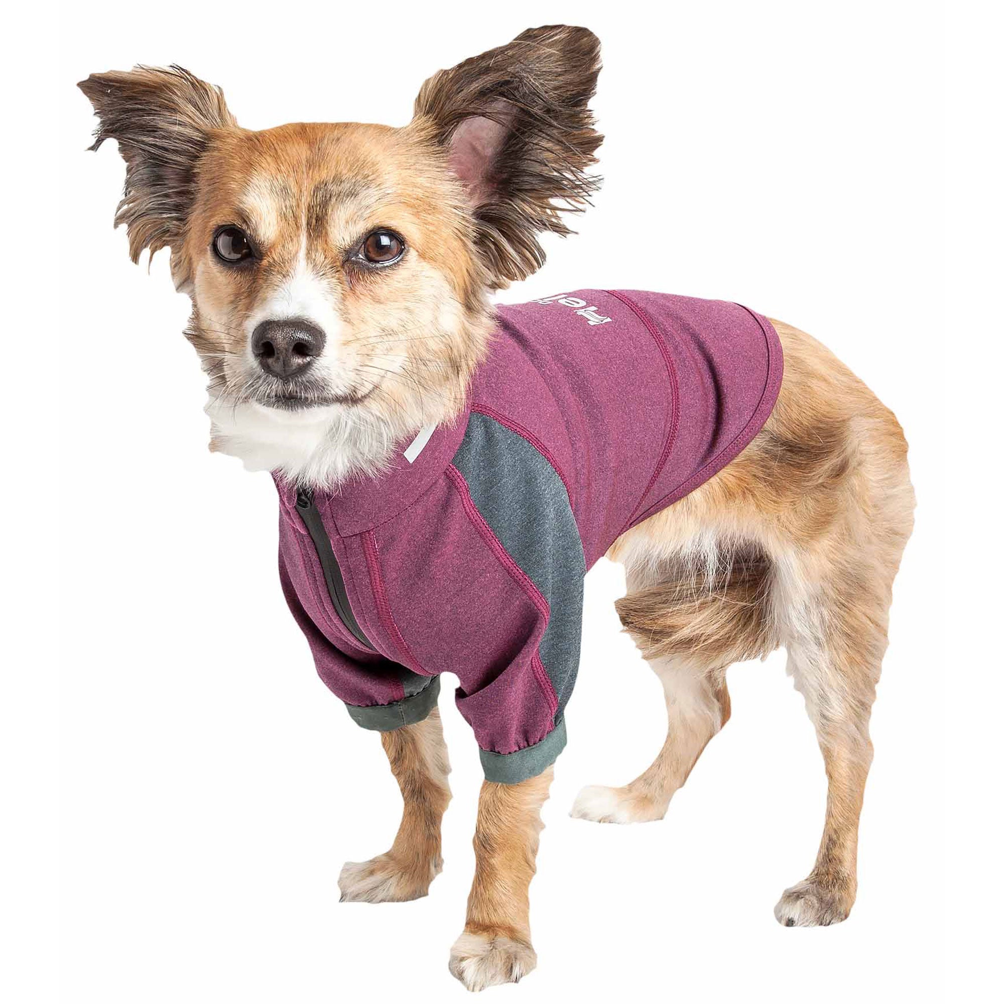 Dog Helios® Eboneflow Dog Yoga T-Shirt - Dark Pink / Grey - Medium