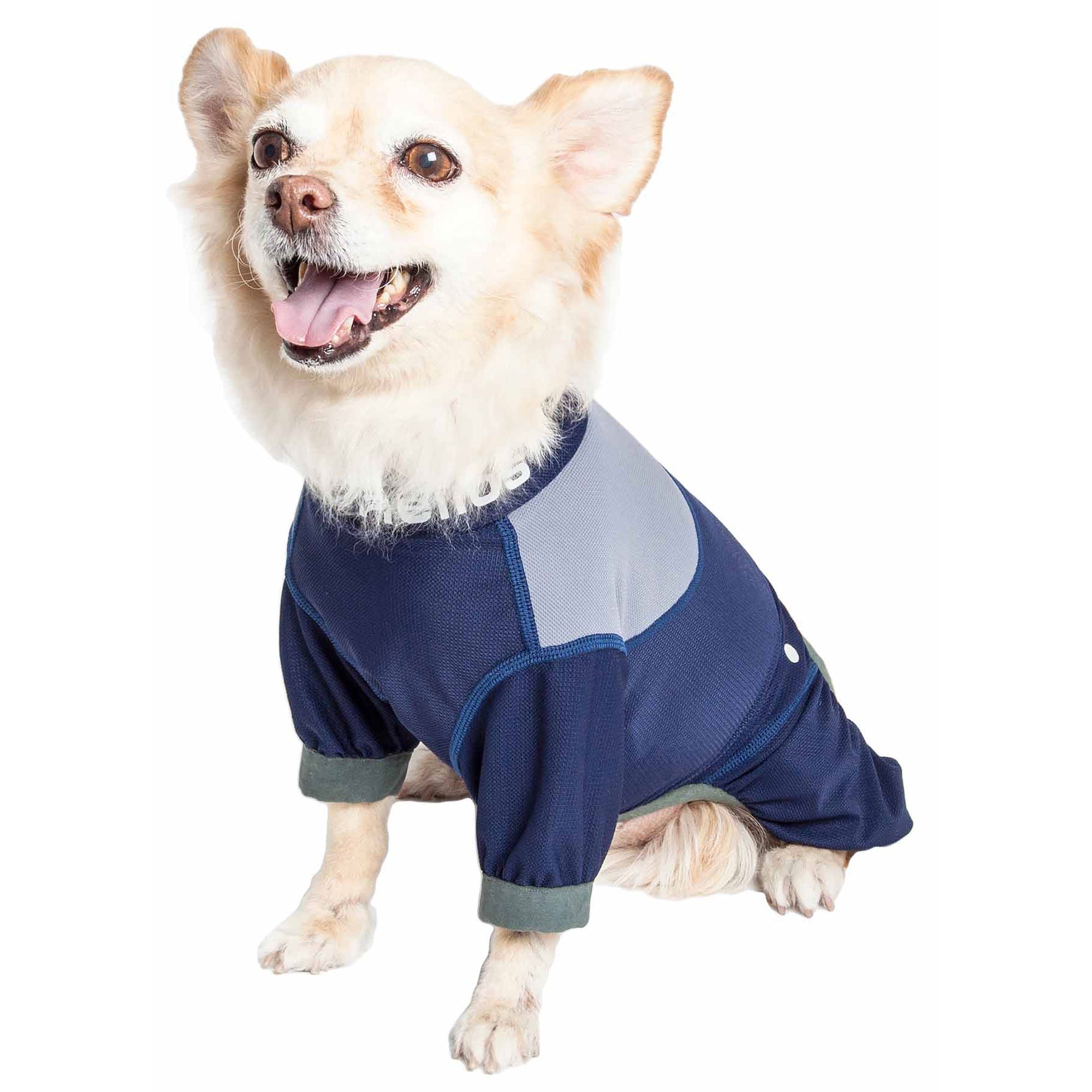 Dog Helios® Tail Runner Dog Track Suit - Blue & Gray - X-small