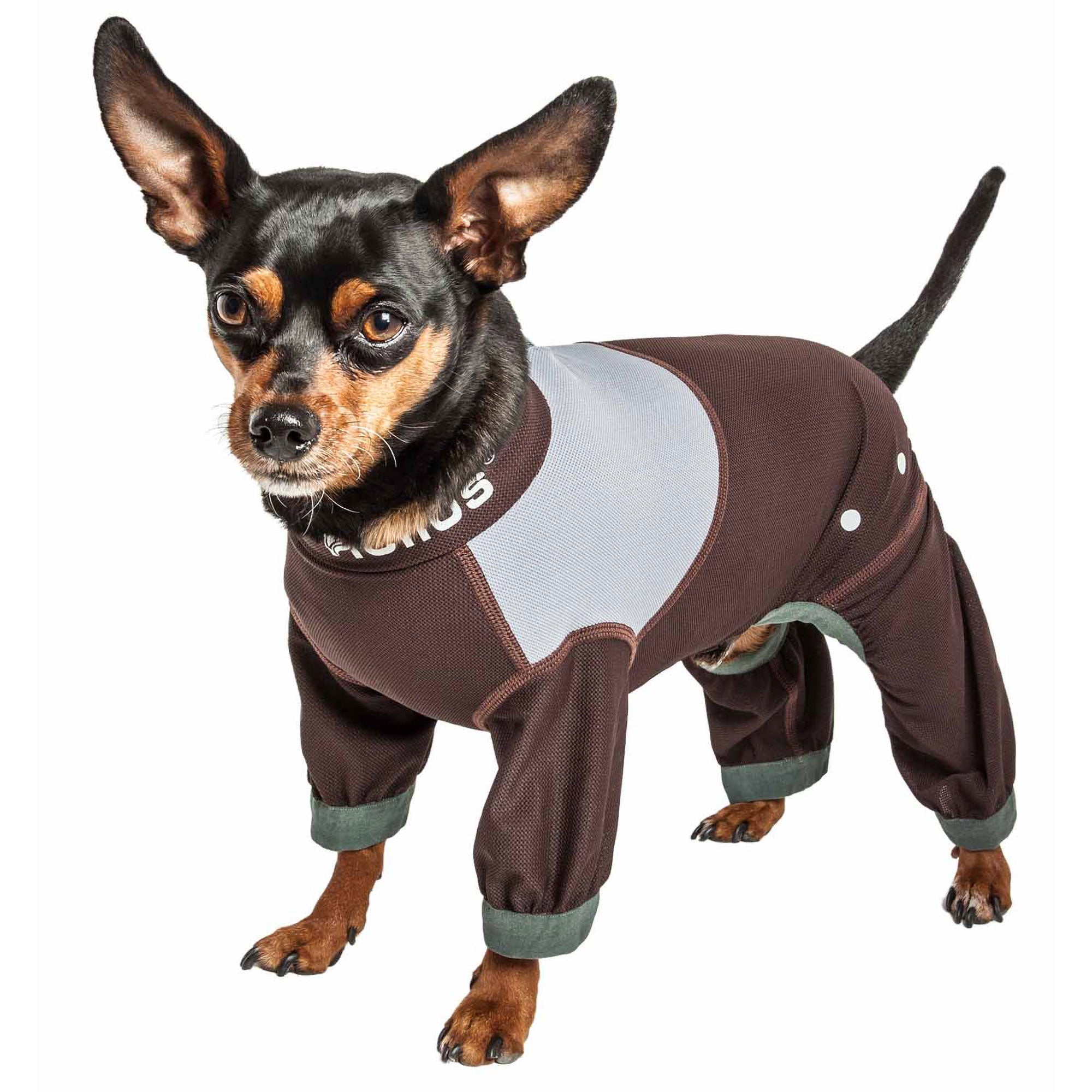 Dog Helios® Tail Runner Dog Track Suit - Brown & Gray - Medium