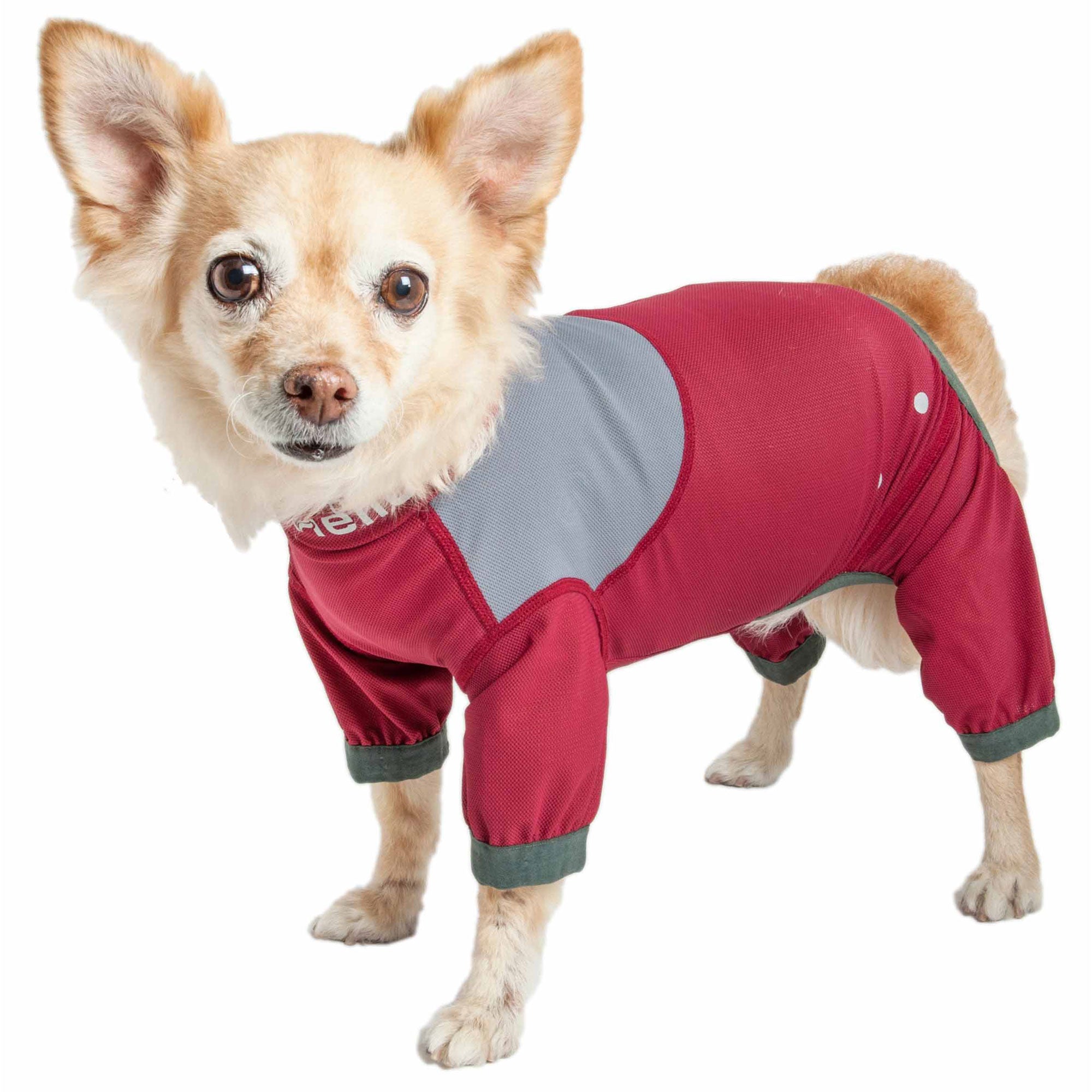Dog Helios® Tail Runner Dog Track Suit - Red & Gray - Large