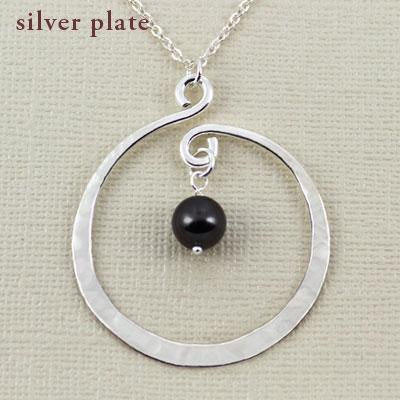 Twirling Hoop Swarovski Pearl Silver Plated Necklace - Pendant Only