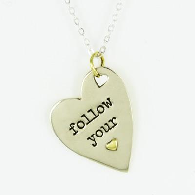Follow Your Heart Mixed Metals Necklace - With Rhodium Plated Chain
