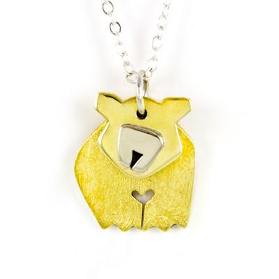 Dancing Bear Mixed Metals Necklace - Pendant Only