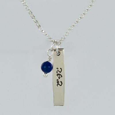 26.2 Courage Sterling Silver & Lapis Necklace - With Sterling Cable Chain