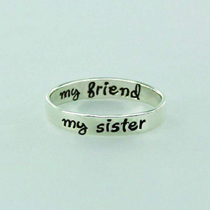 My Sister My Friend Sterling Silver Ring - 7