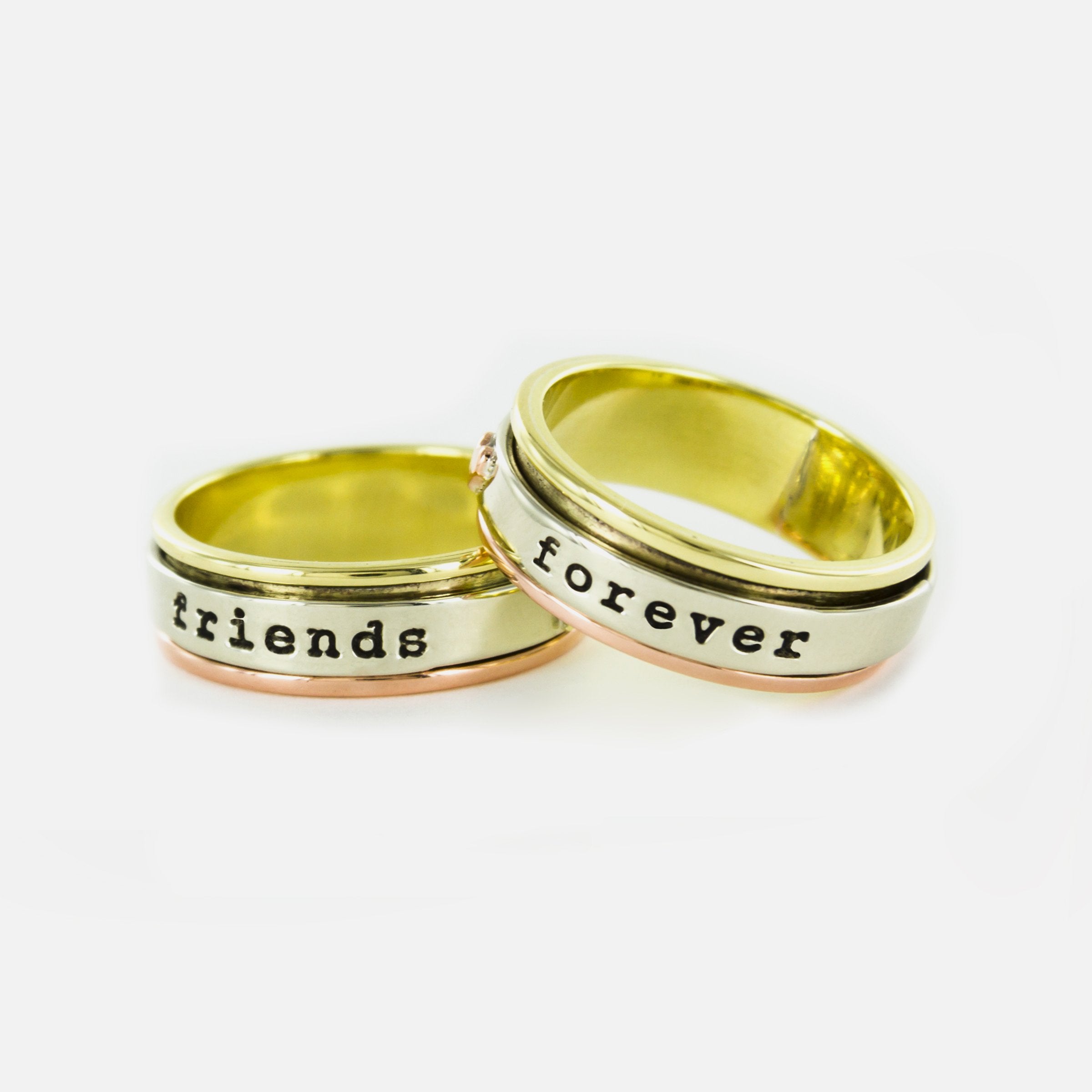 Friends Forever Mixed Metals Spinning Ring - 8