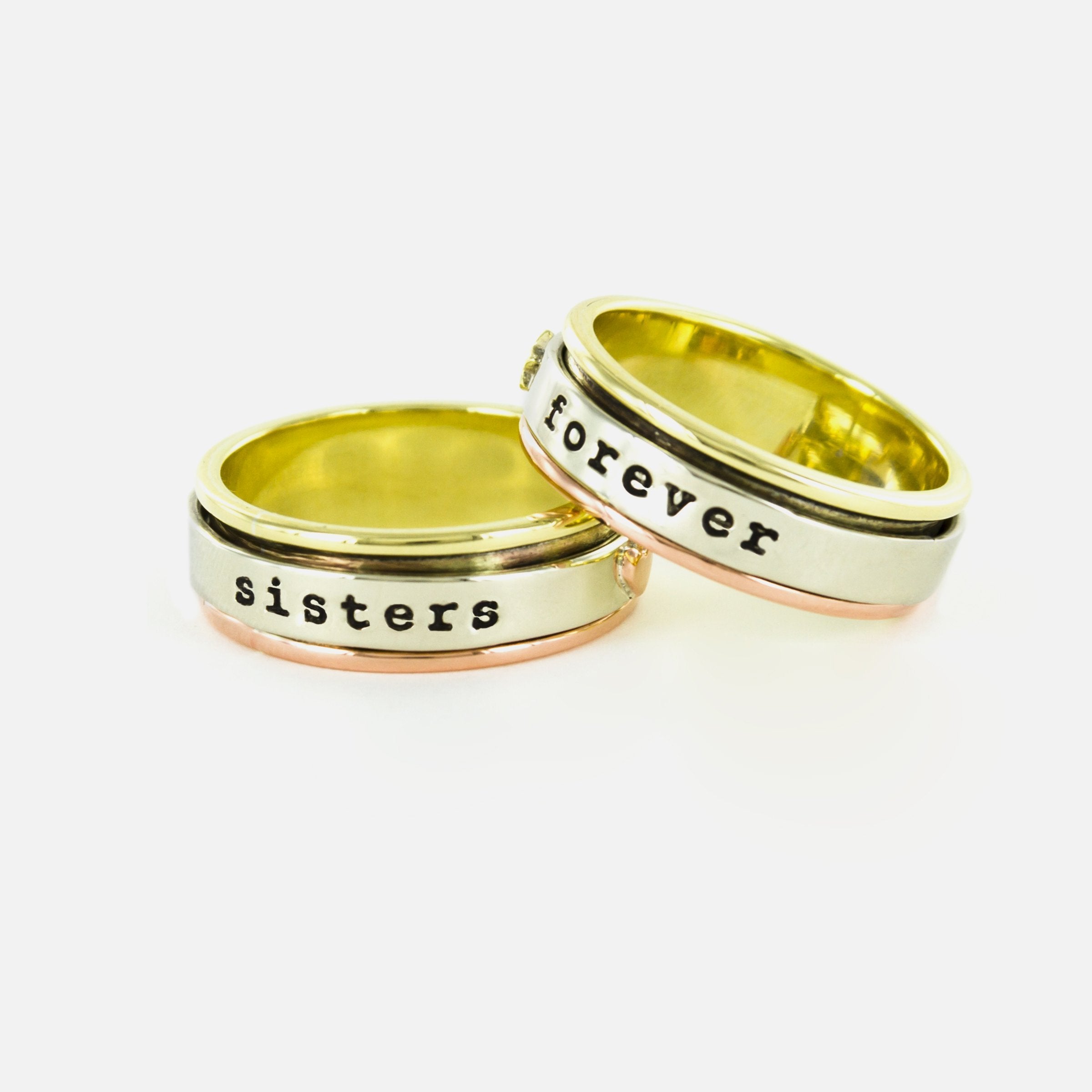 Sisters Forever Mixed Metals Spinning Ring - 6